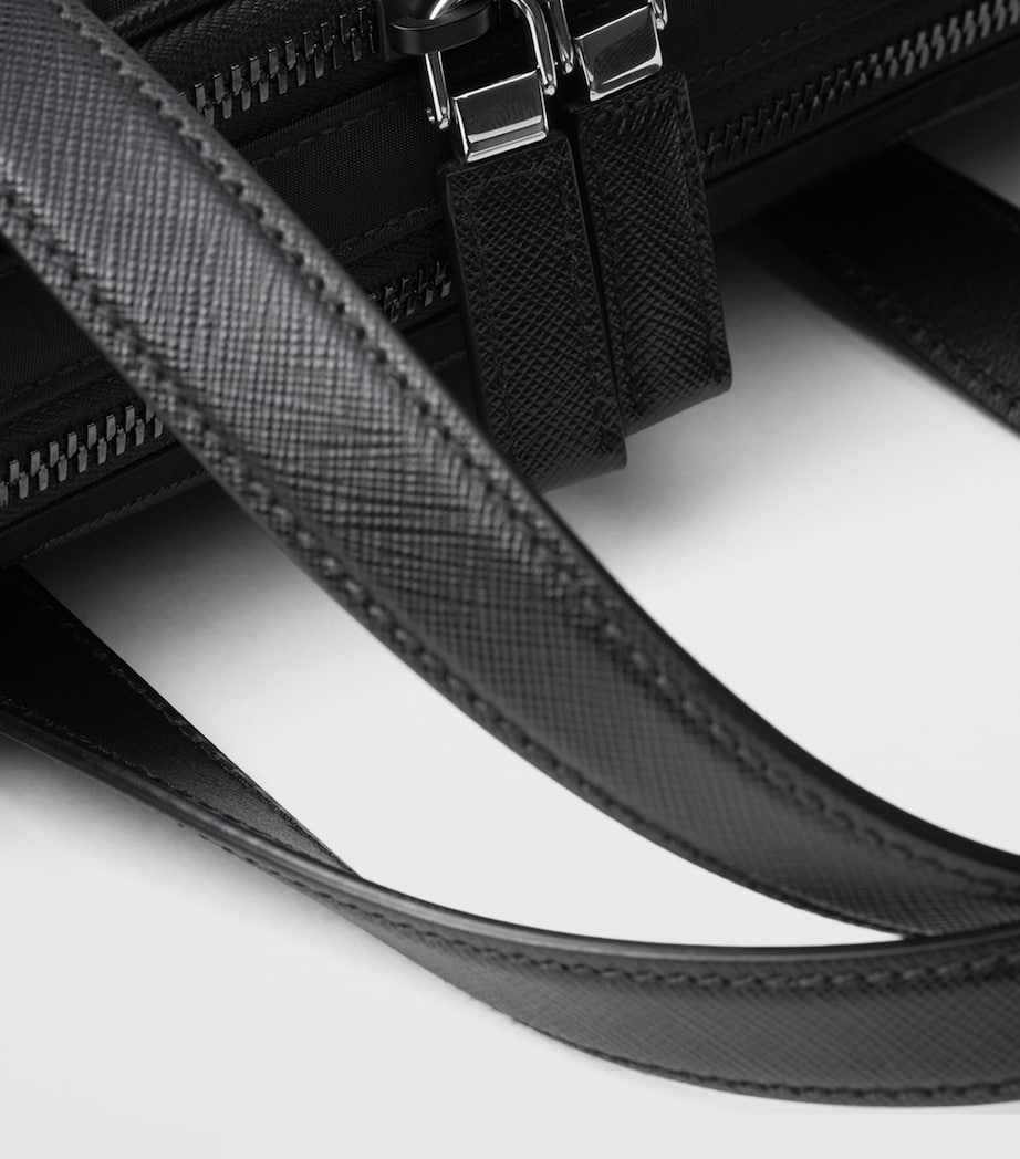 Prada Re-Nylon and Saffiano Leather Briefcase Black Image 5