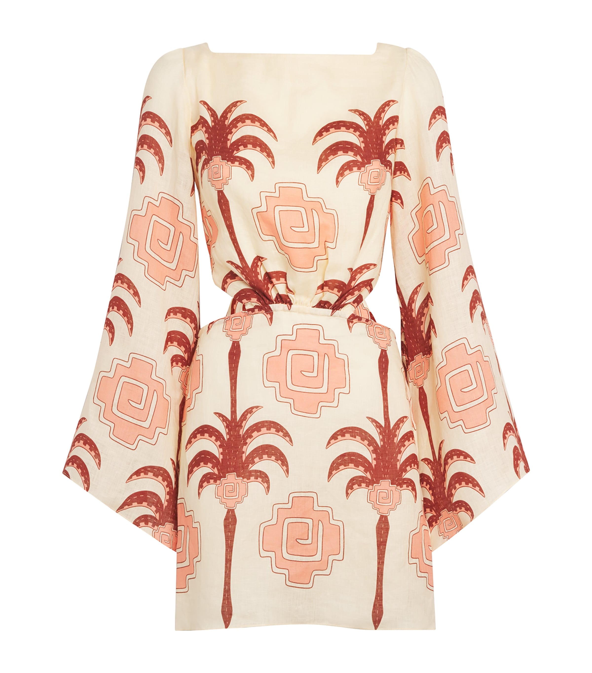 Johanna Ortiz Linen Wave After Wave Mini Dress In Pink