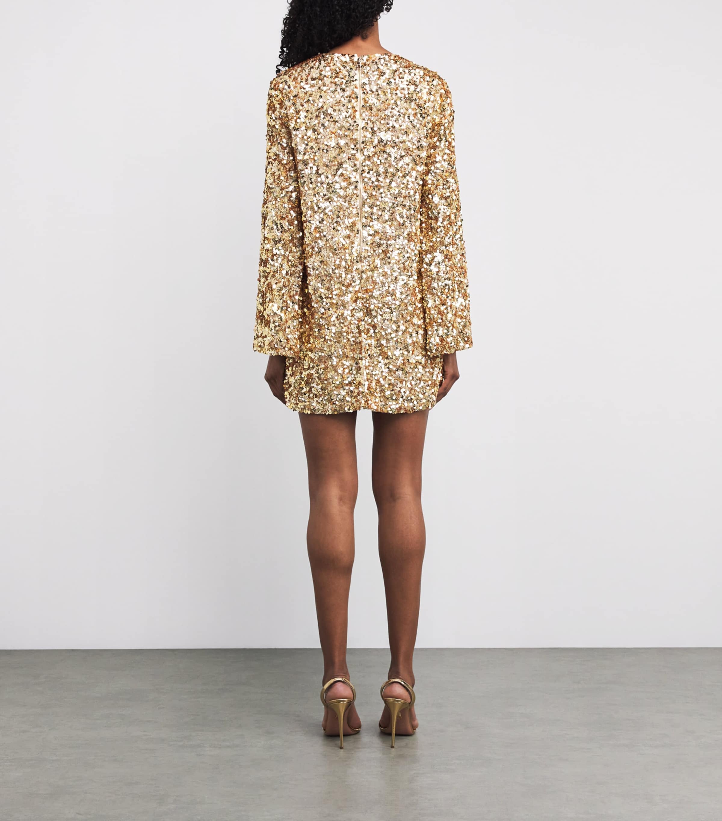 Sequinned Eleonora Mini Dress D103 CHMPGNE/PLE GLD Image 3