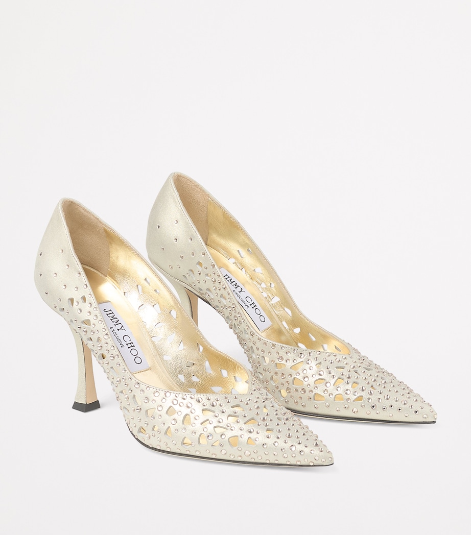 Jimmy Choo Ziri 90 Leather Embellished Pumps Gold Image 4