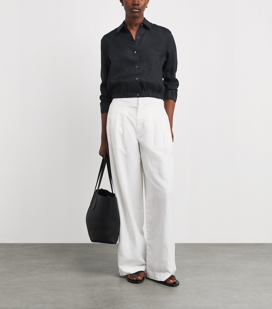 Theory Womens Linen Cinched Shirt Black Image 2