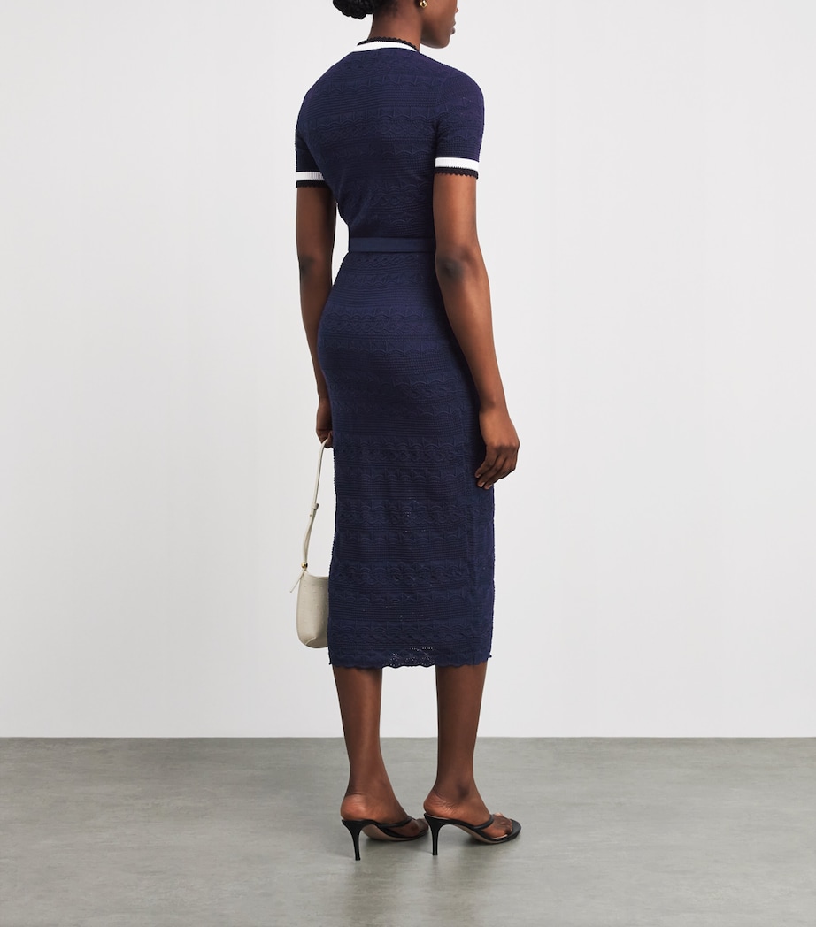 Self-Portrait Womens Knitted Belt Midi Dress Navy Image 4