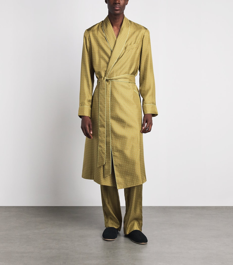 Olivia von Halle Mens Silk Twill Polka Dot Mescal Robe Lucien Image 2