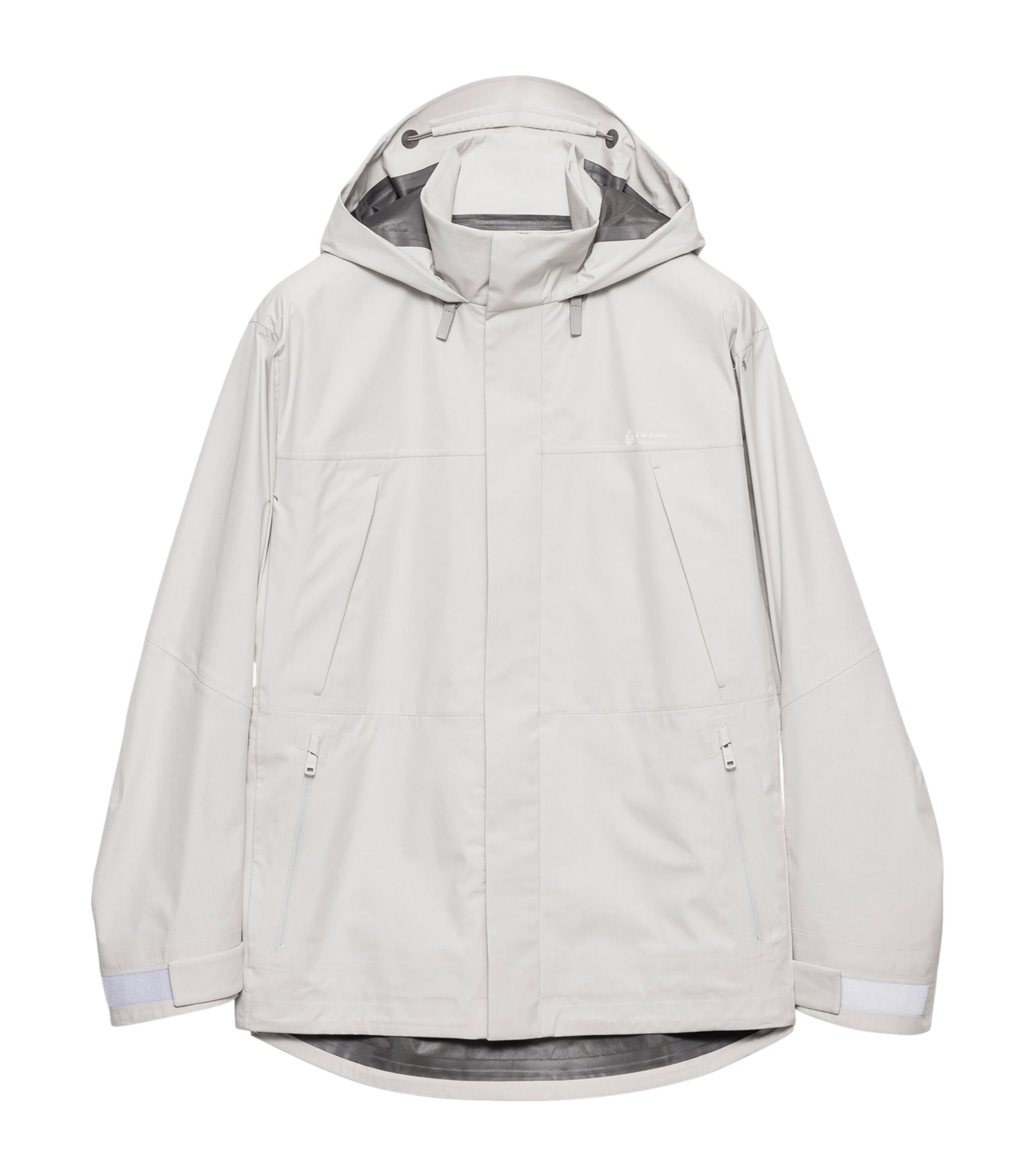 Prada Mens Technical Fabric Hooded Jacket Neutral Image 1