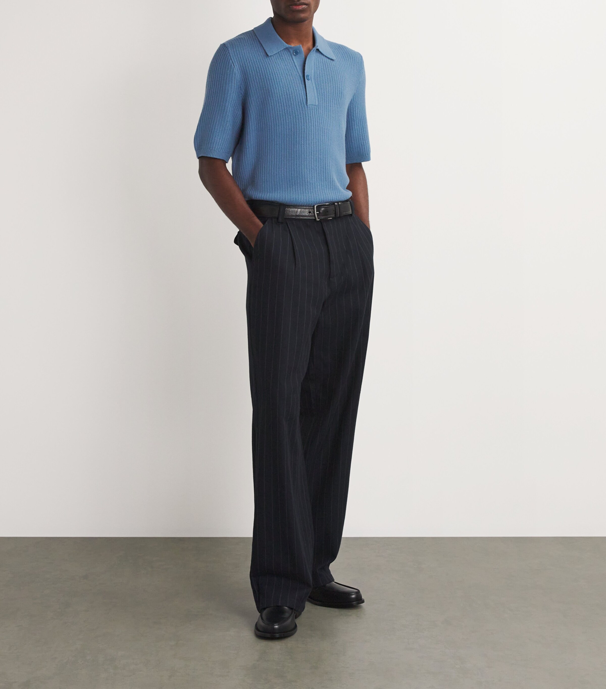 Samsøe Samsøe Mens Sadem Knitted Polo Shirt Coronet Blue Image 2