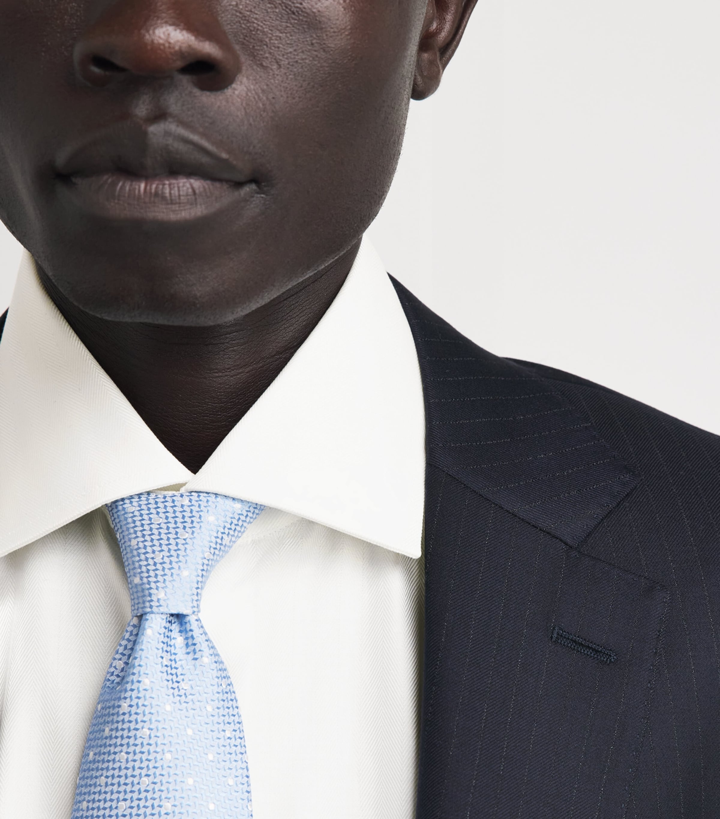 Corneliani Mens Cotton Herringbone Shirt Optical White Image 3