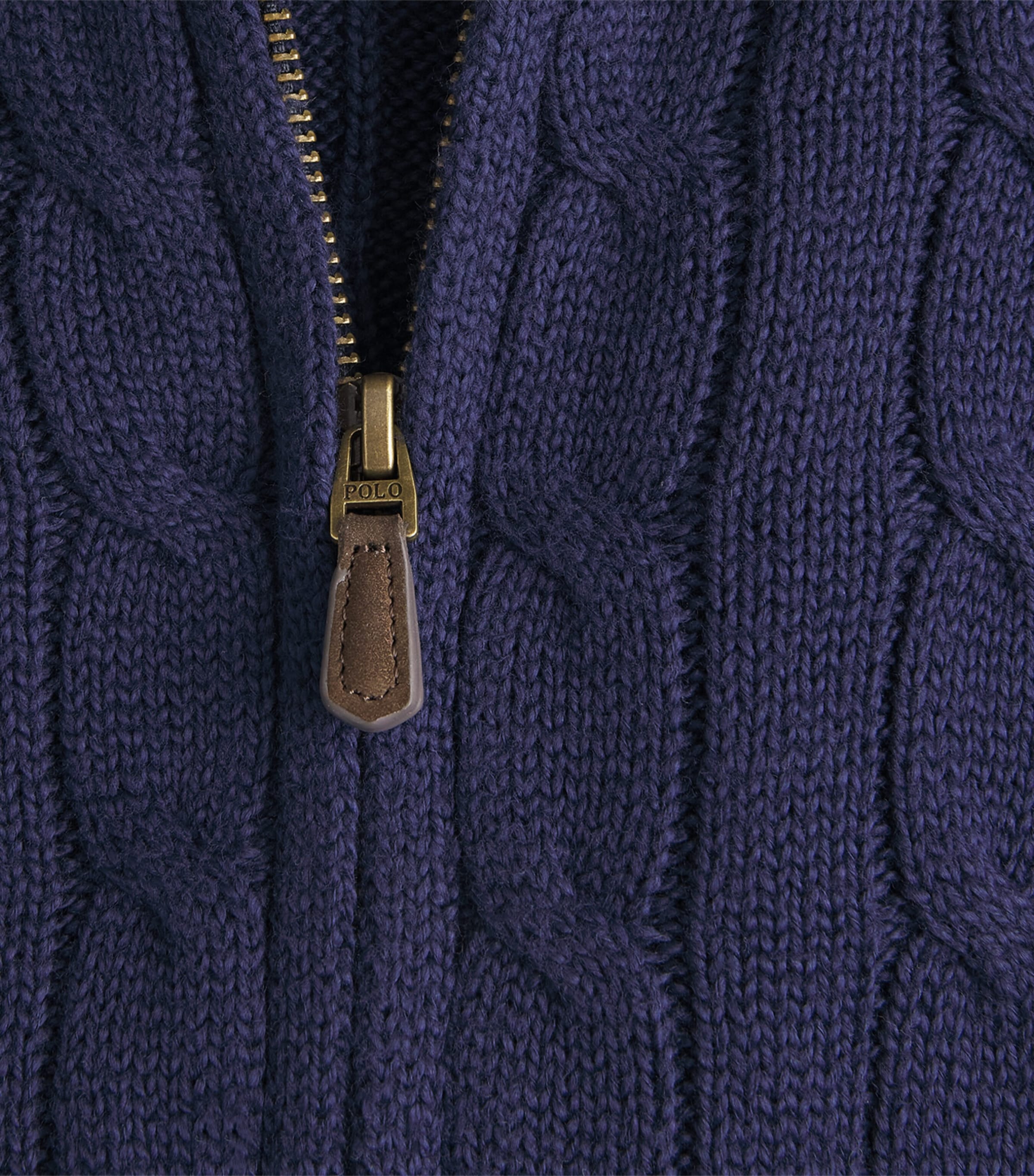 Polo Ralph Lauren Mens Cotton Cable-Knit Zip-Up Hoodie Bright Navy Image 6