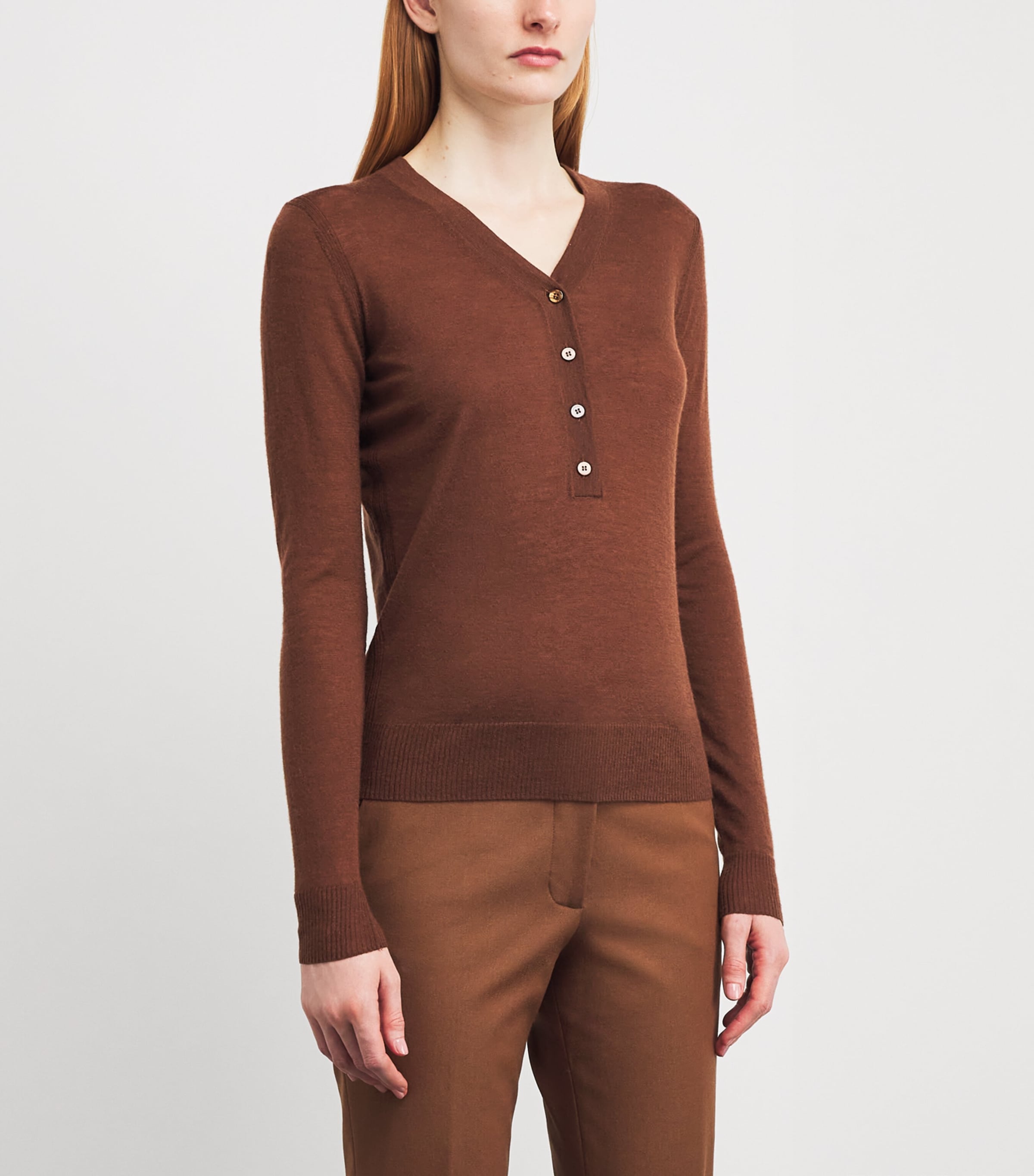 Cashmere Gillies Henley Sweater CINNAMON Image 3