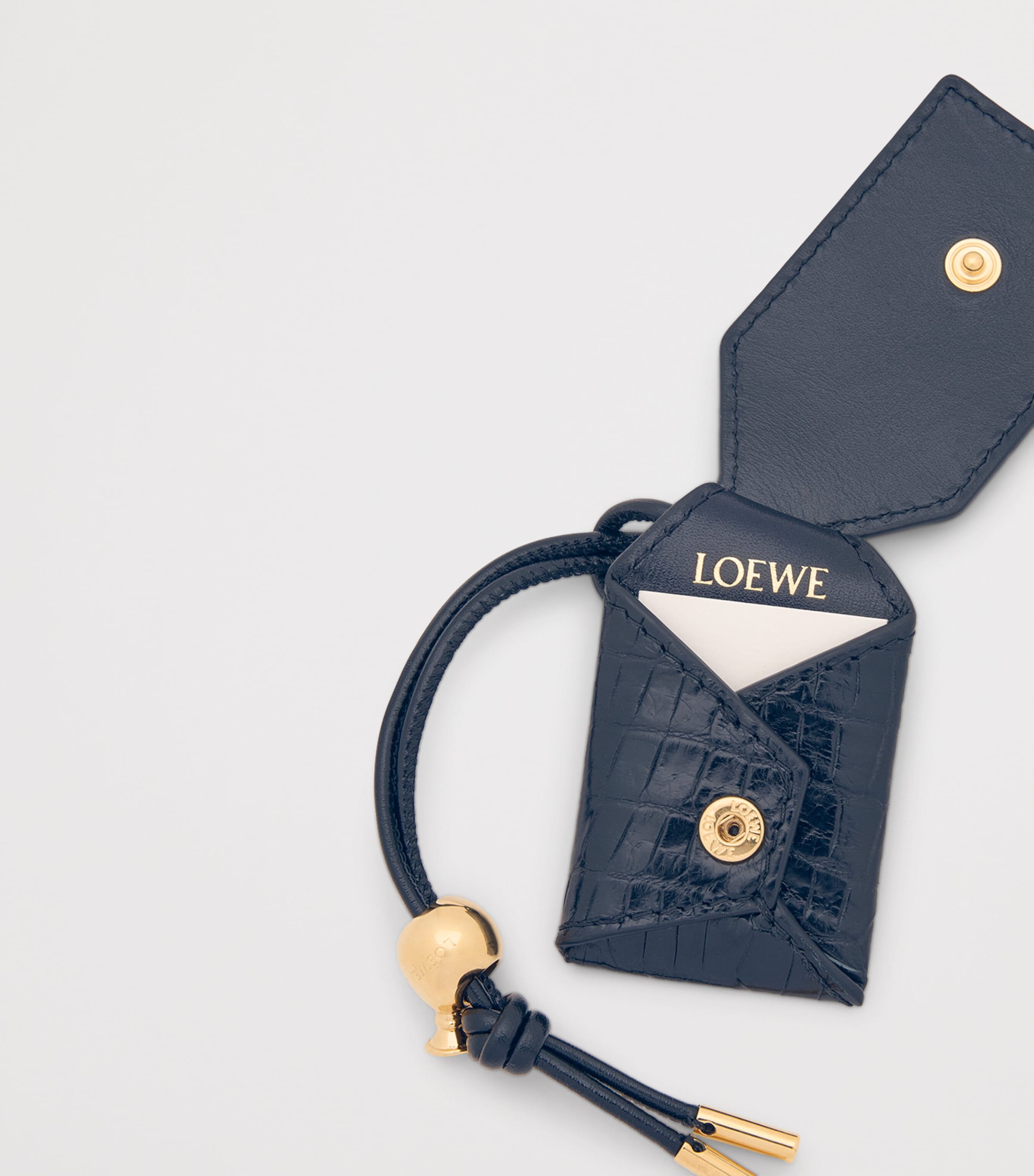 Small Crocodile Skin Puzzle Top-Handle Bag NAVY Image 13