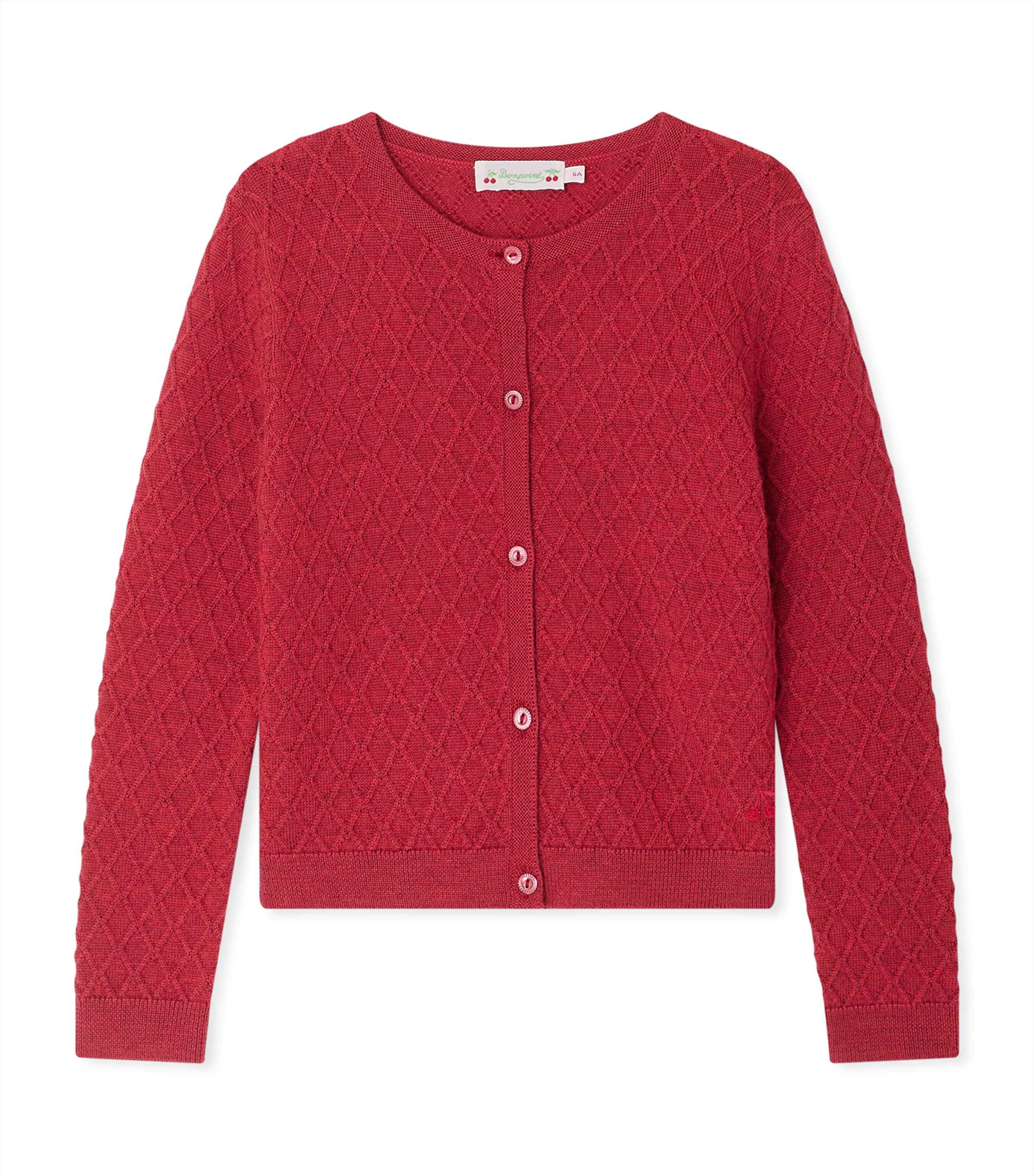 Bonpoint Diamond-quilted Wool Cardigan In Red