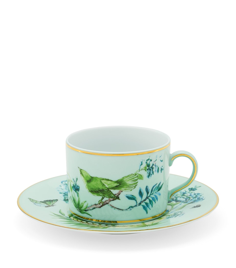 Secret Garden Teacup and Saucer KELLY GREEN Image 1