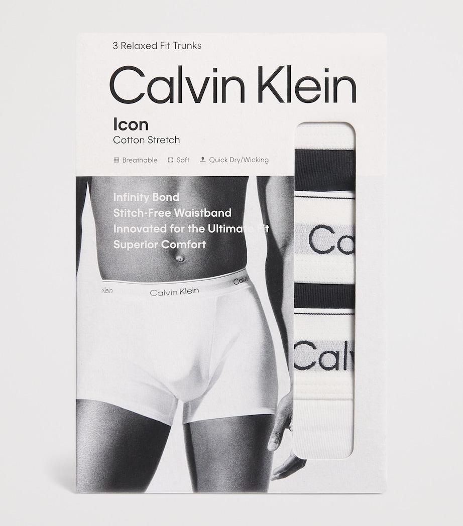 Calvin Klein Mens Cotton Stretch Relaxed Icon Trunks (Pack of 3) Multi Image 4