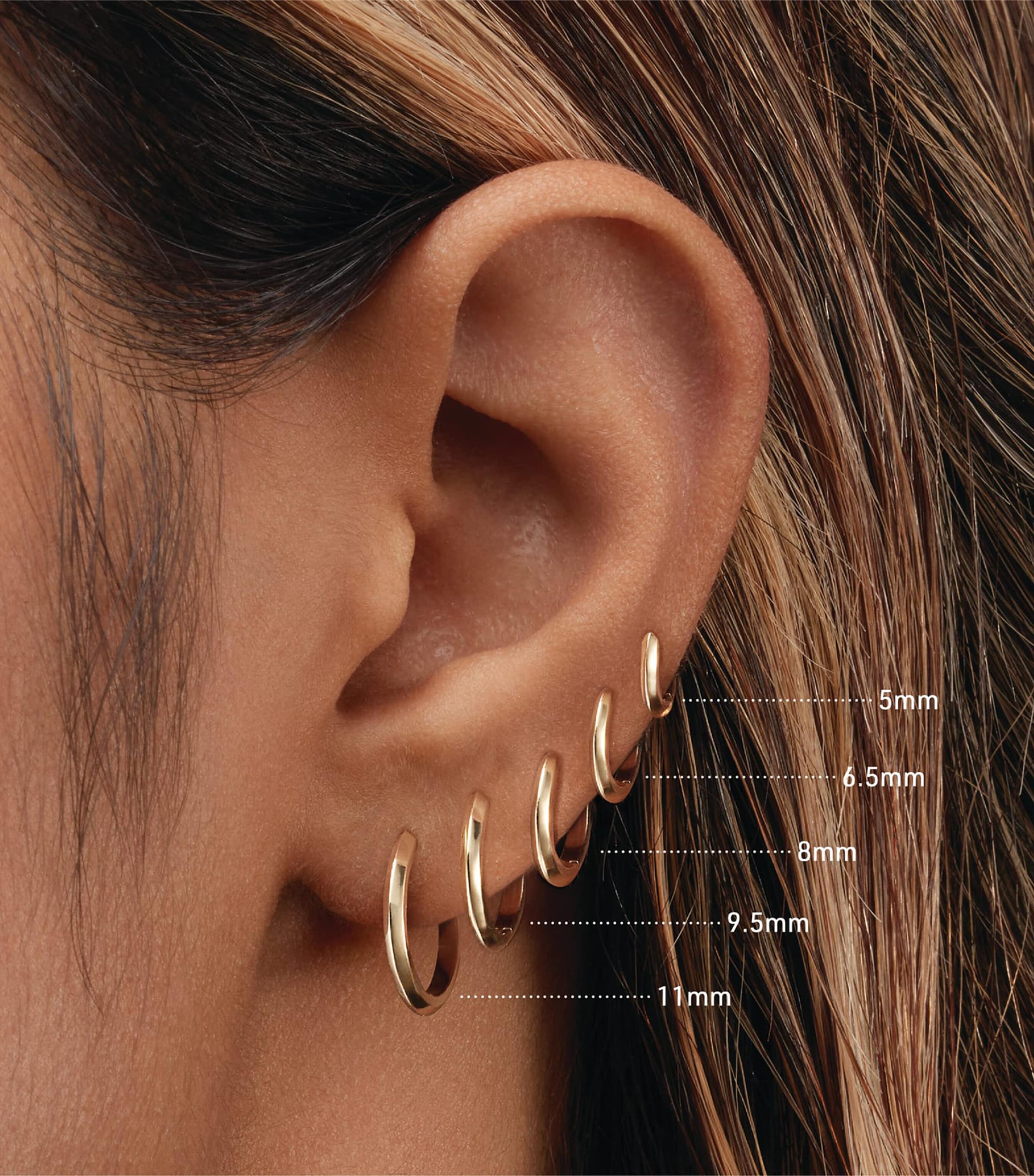 Faceted Metal Vertex Single Hoop Earring (8mm) ROSE GOLD Image 2