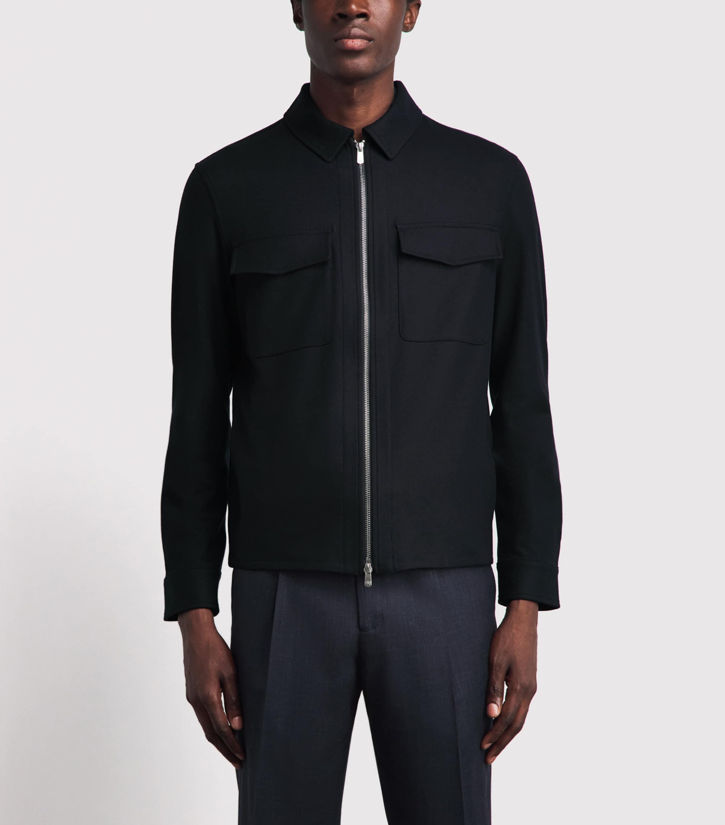 Marco Pescarolo Womens Cashmere 2-Way Zip Jacket Navy Image 4