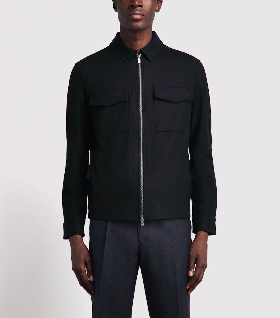Marco Pescarolo Womens Cashmere 2-Way Zip Jacket Navy Image 4