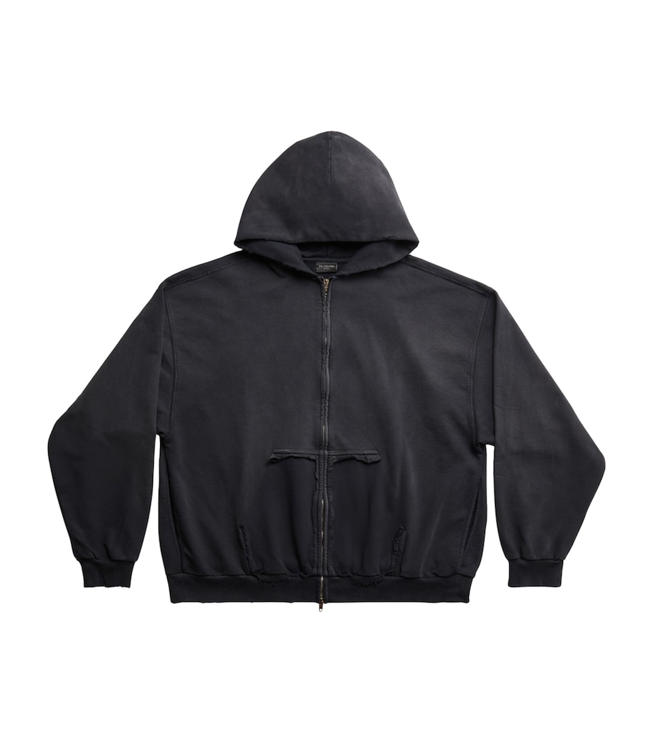Balenciaga Mens Tape Type Zip-Up Hoodie Image 1
