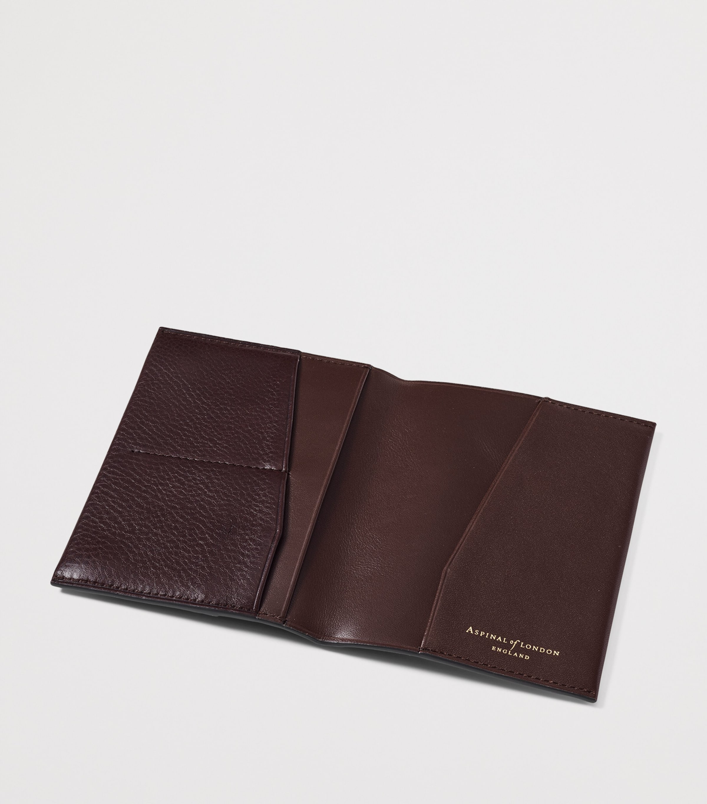 Aspinal Of London Grained Leather Plain Passport Cover Conker Image 3