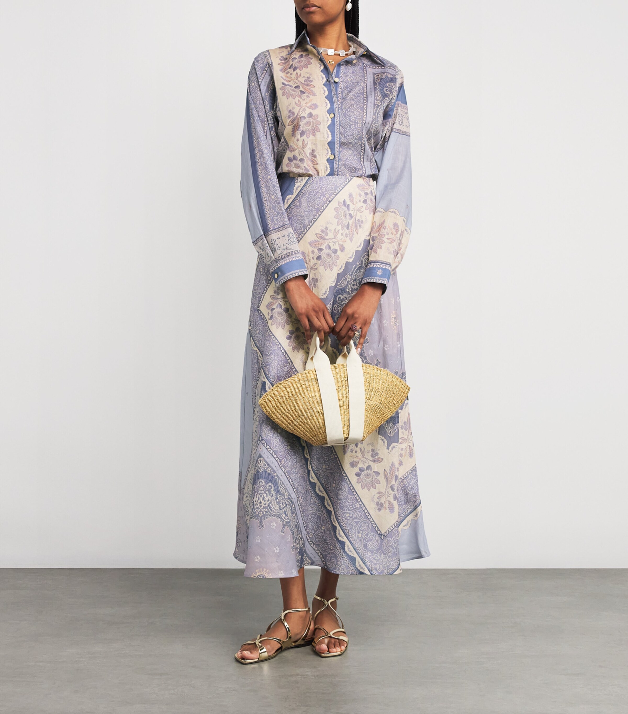 Zimmermann Blue Printed Lucky Bias Maxi Skirt | Harrods US