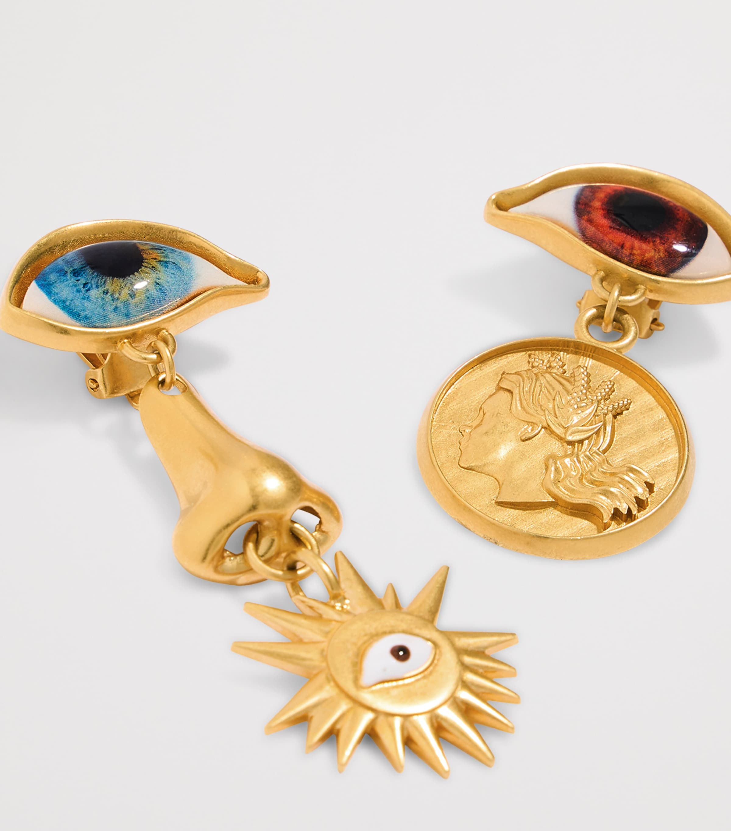 Eye Charm Drop Earrings 001GOLD Image 4