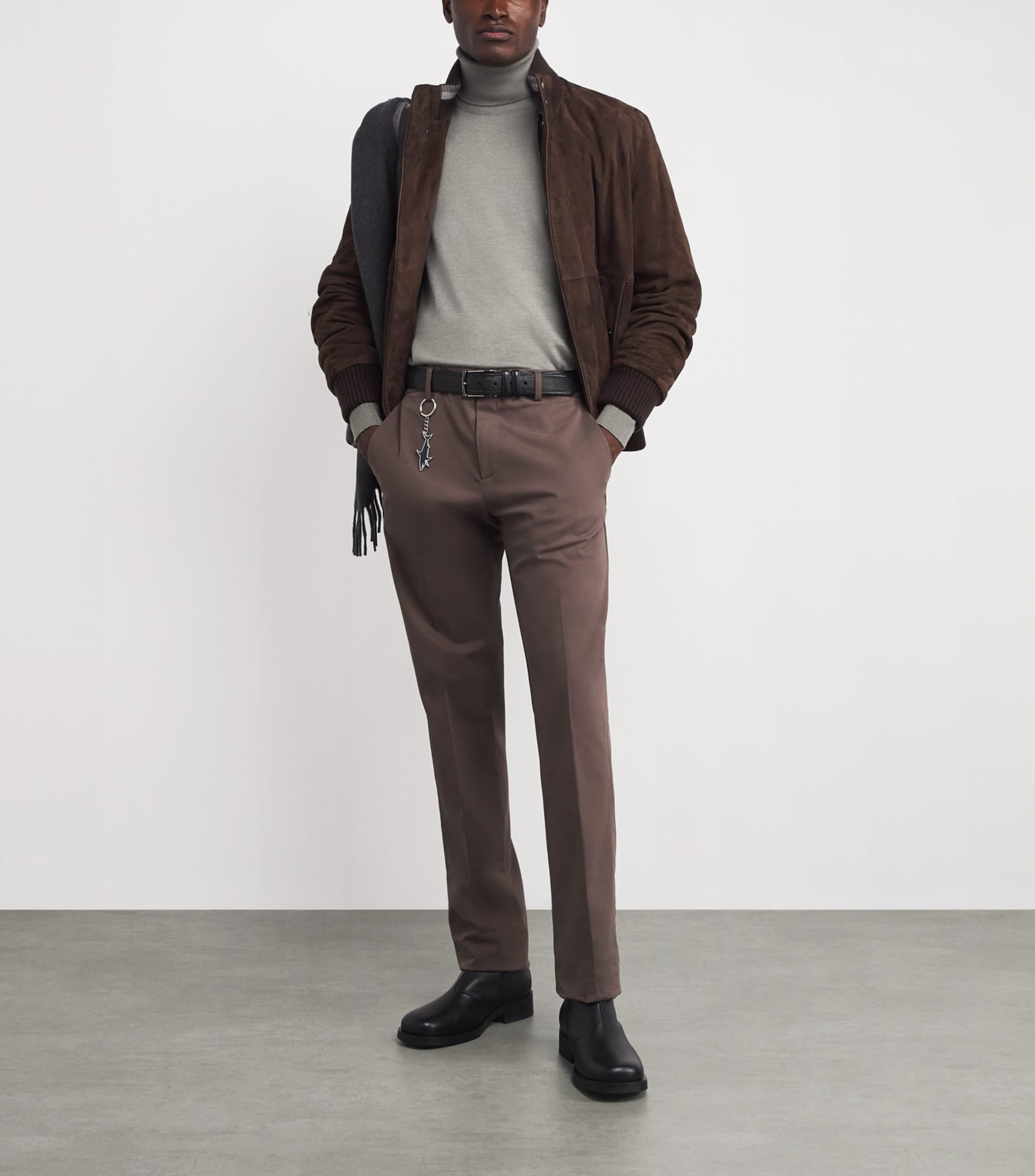 Virgin Wool-Silk Roll-Neck Sweater 445GREY-GREEN Image 2