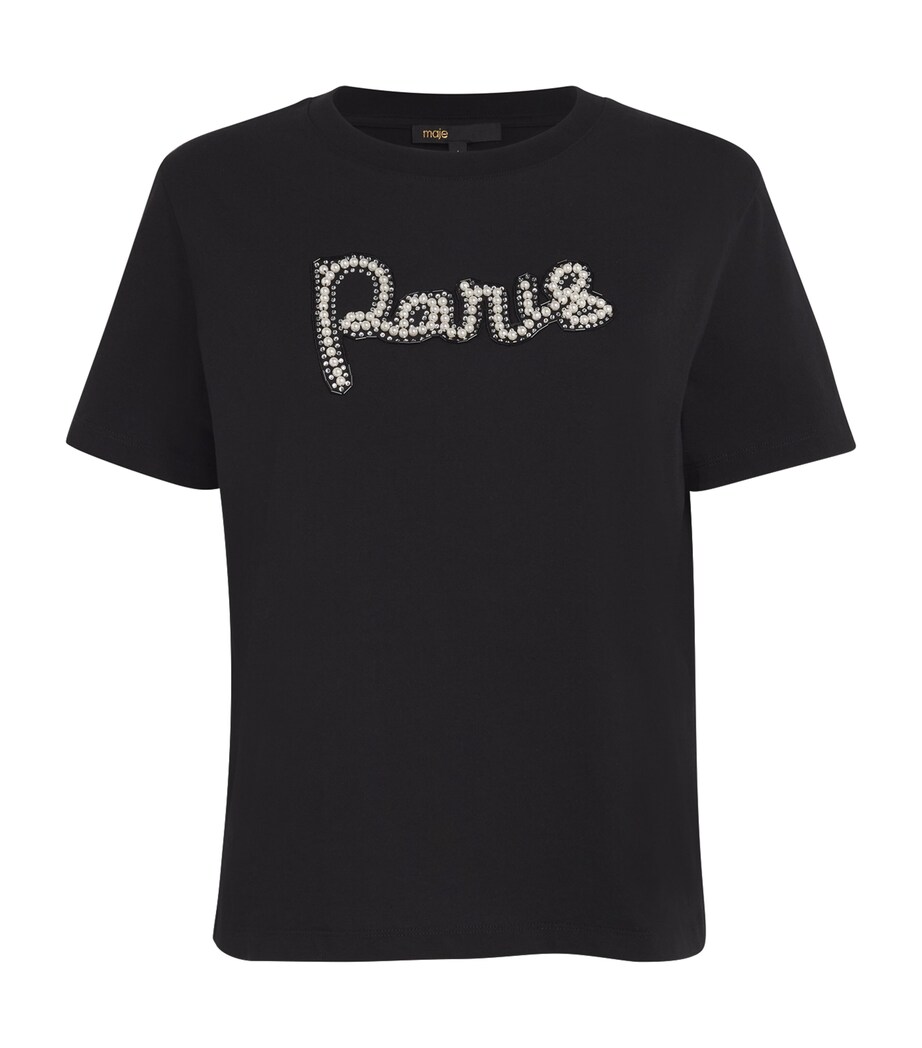 Cotton Paris-Embellished T-Shirt BLACK Image 1
