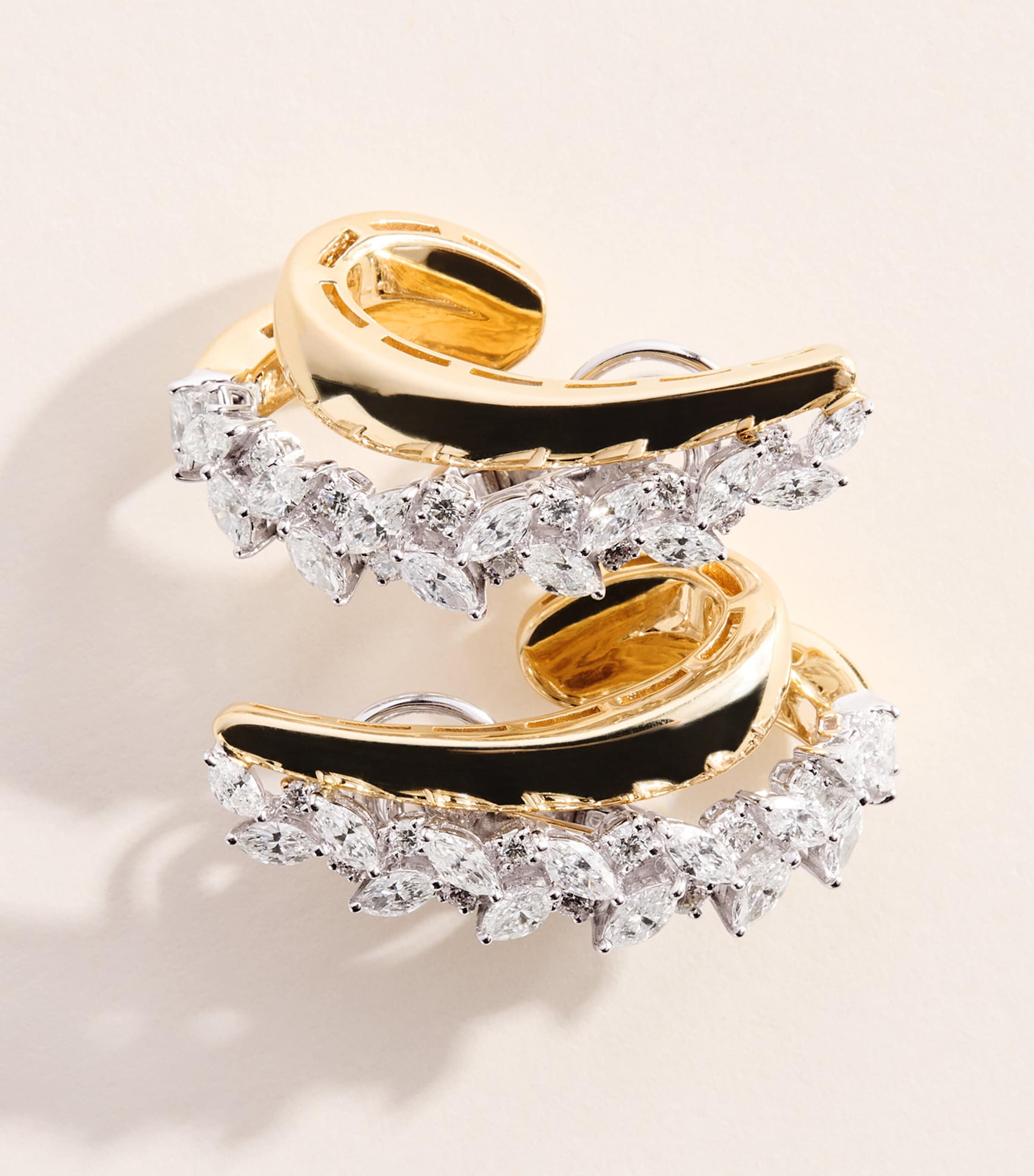 Yeprem Mixed Gold and Diamond Golden Strada Earring Image 5