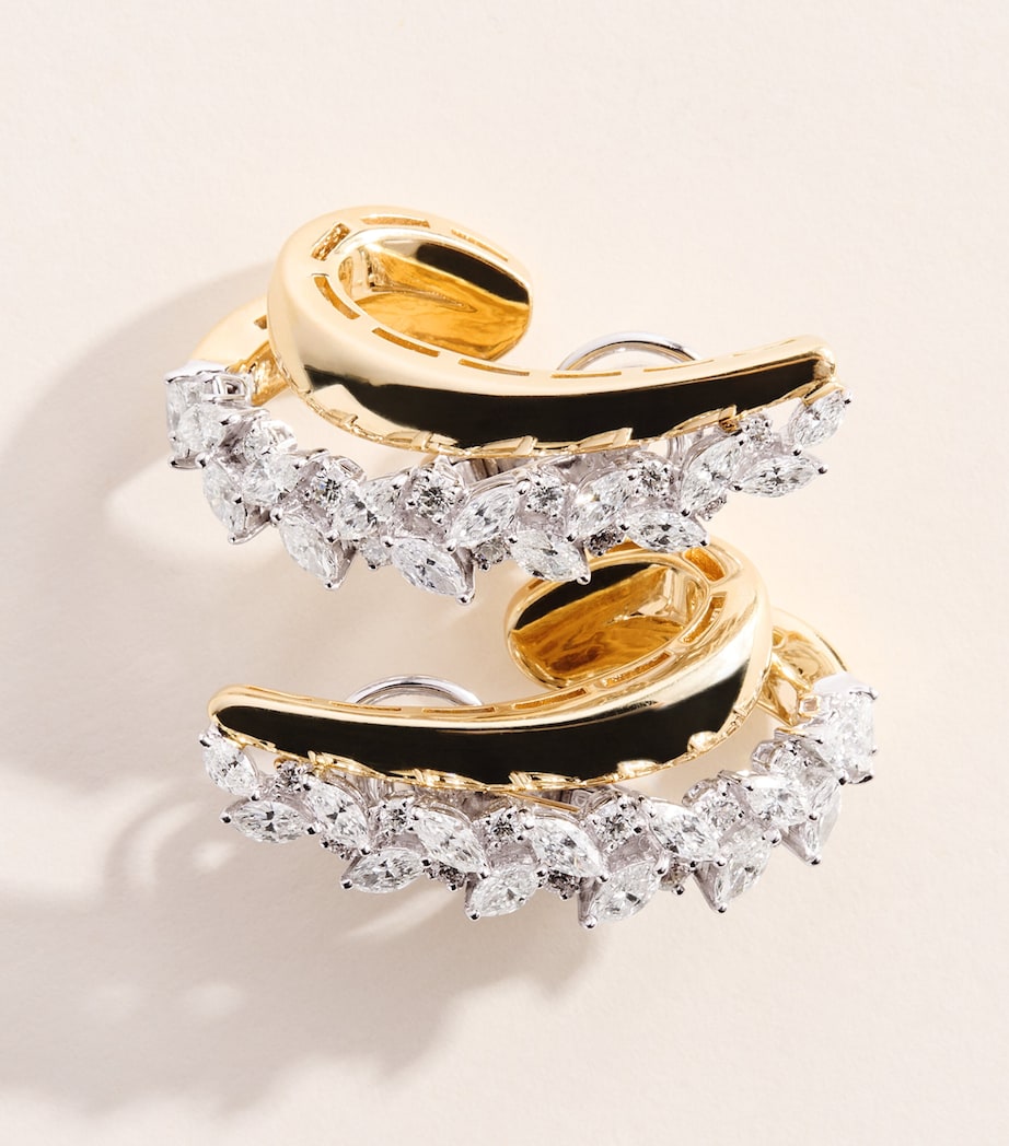 Yeprem Mixed Gold and Diamond Golden Strada Earring Image 5