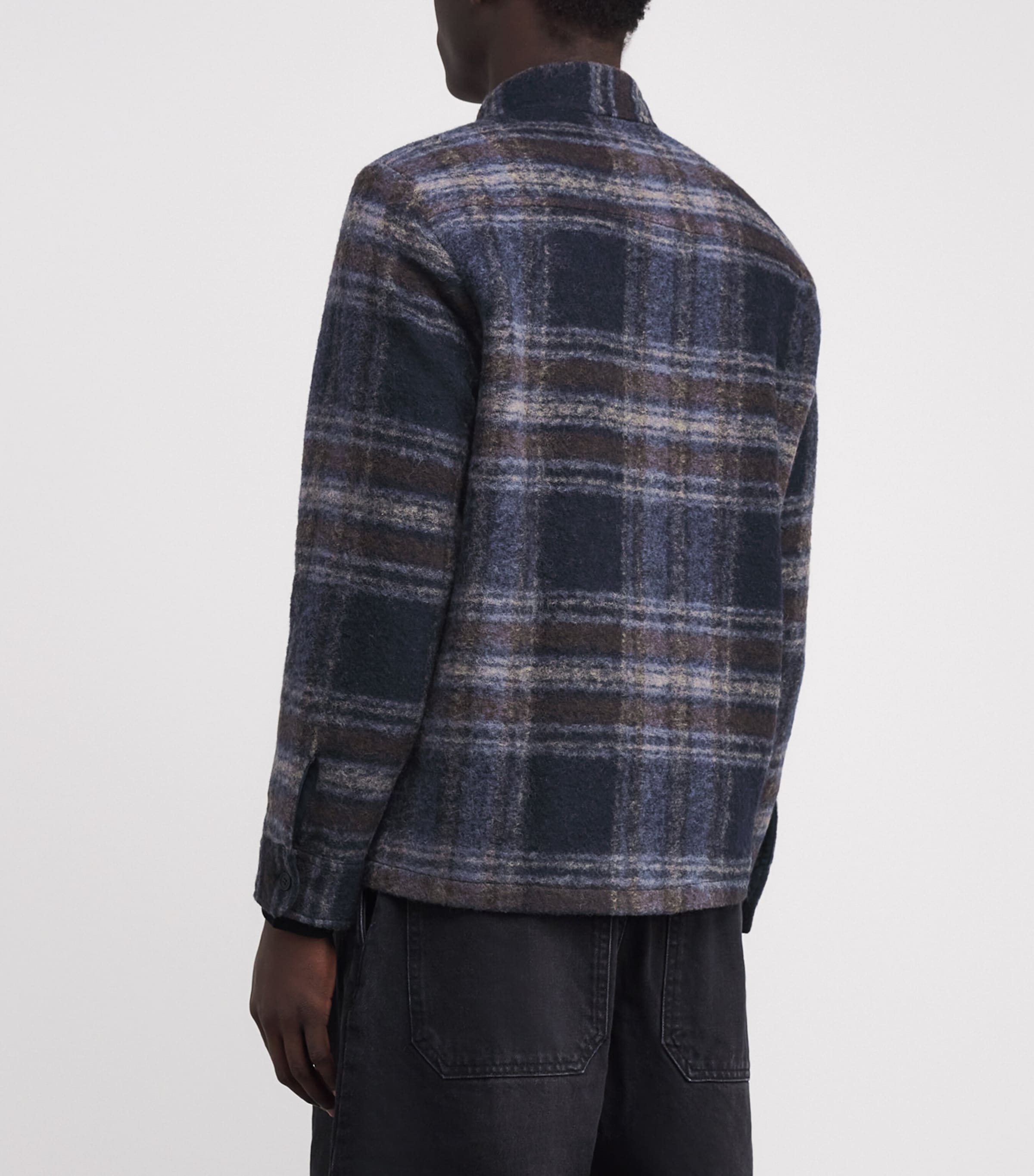 Wool-Blend Check Whiting Overshirt NAVY Image 4