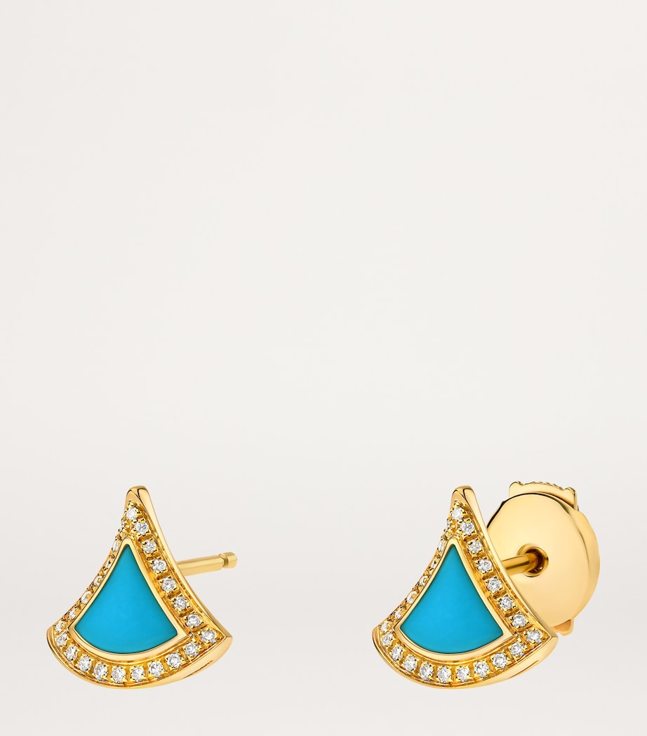 Bvlgari Yellow Gold, Diamond and Turquoise Divas’ Dream Earrings Yellow Gold Image 3