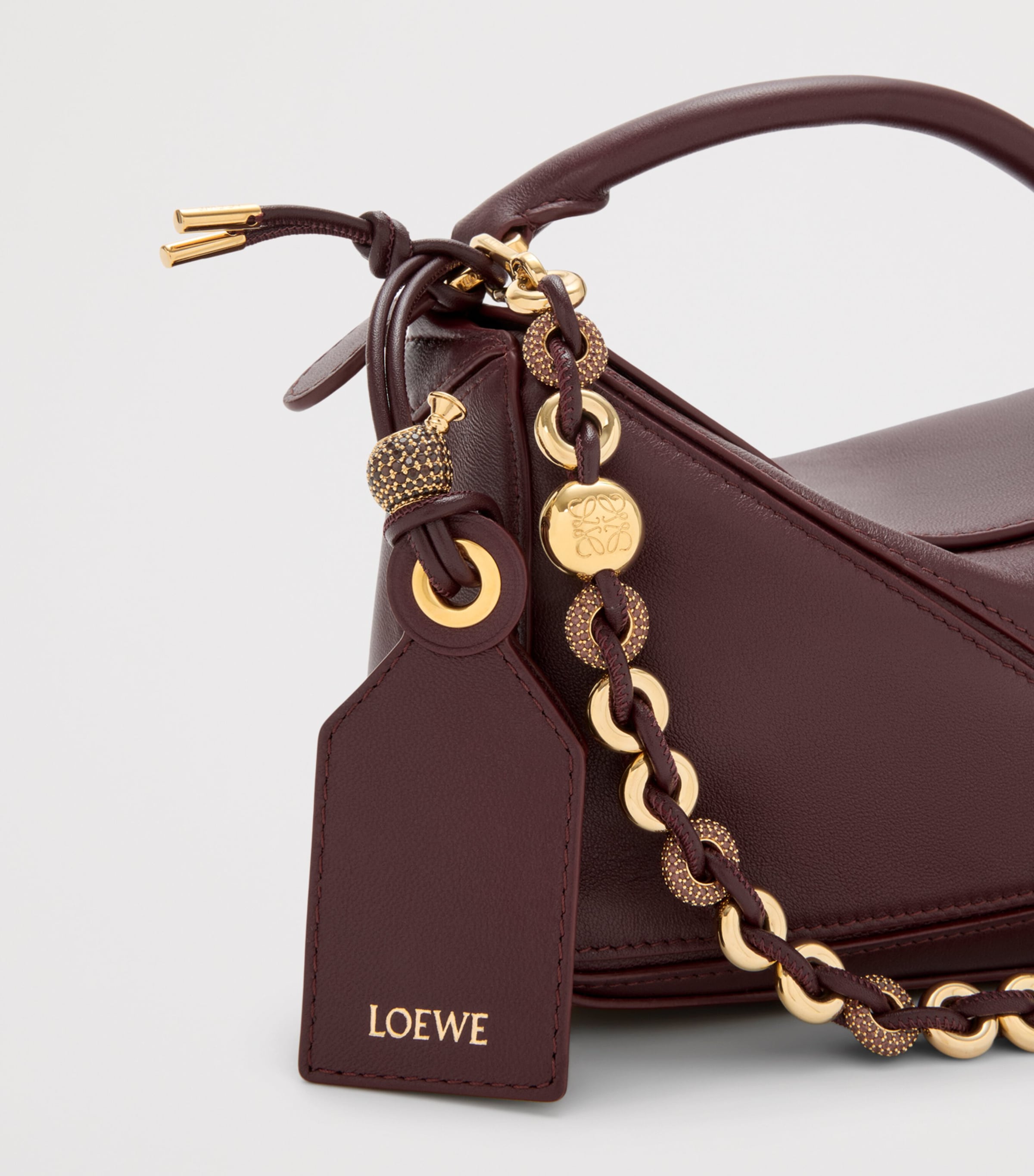 Mini Leather Puzzle Top-Handle Bag DARK BURGUNDY Image 9