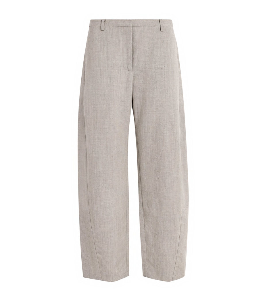 St. Agni Womens Wool-Blend Fine Band Balloon Trousers Pebble Melange Image 1