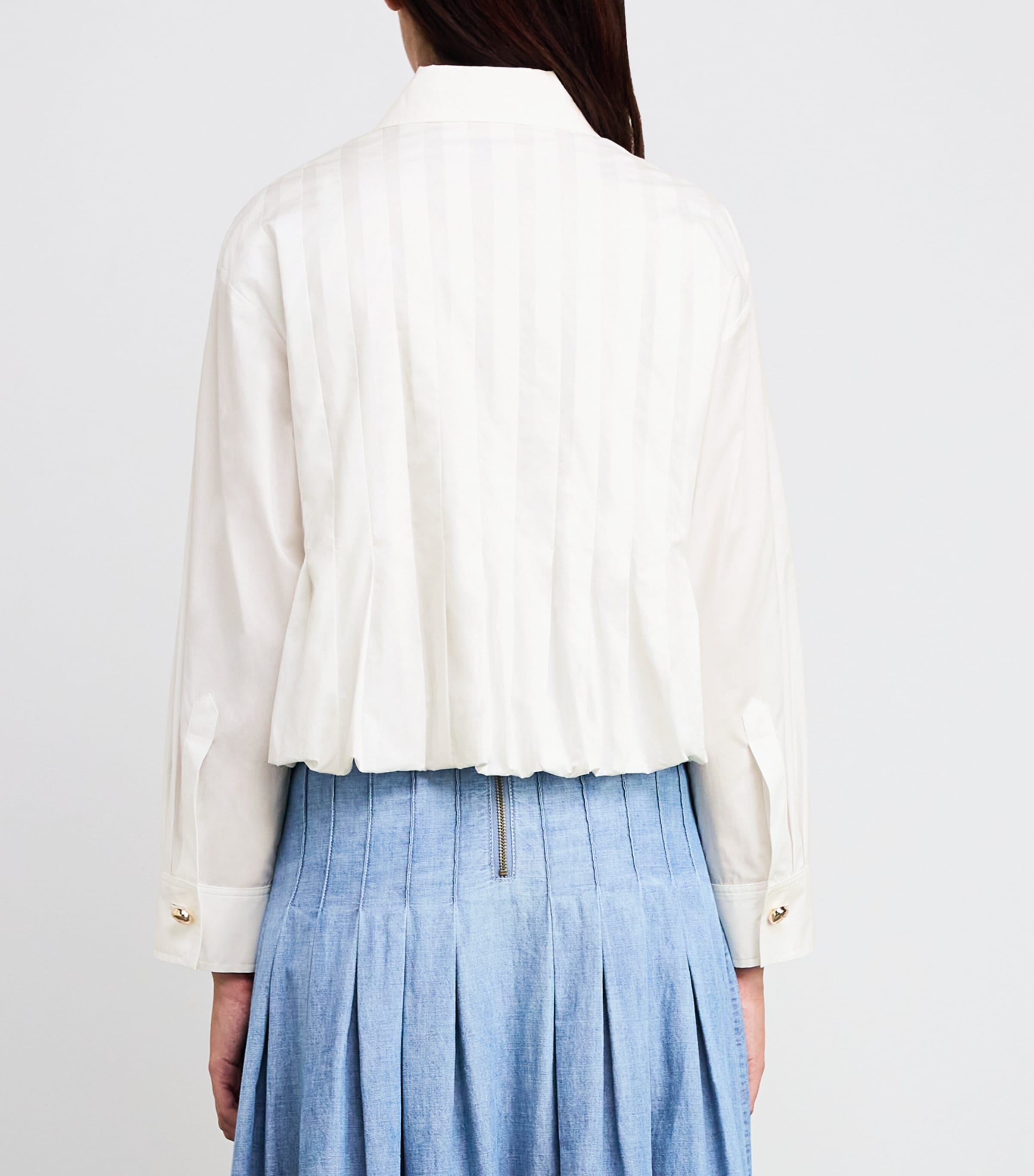 Sandro Paris Womens Cotton Pleated Shirt White Image 4