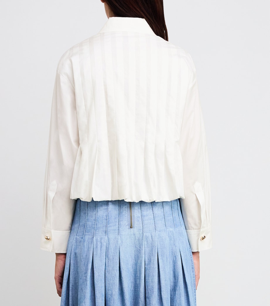 Sandro Paris Womens Cotton Pleated Shirt White Image 4