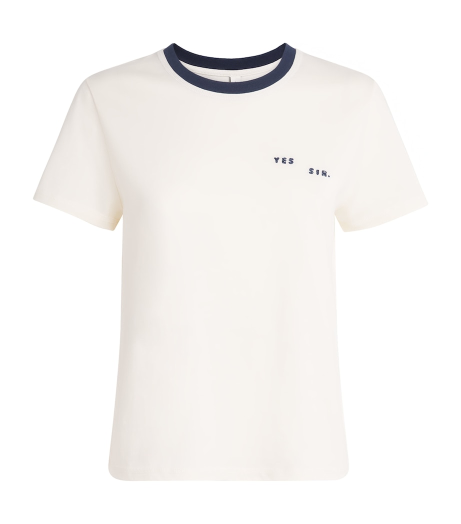 SIR. Womens Cotton Embroidered T-Shirt Ecru Image 1