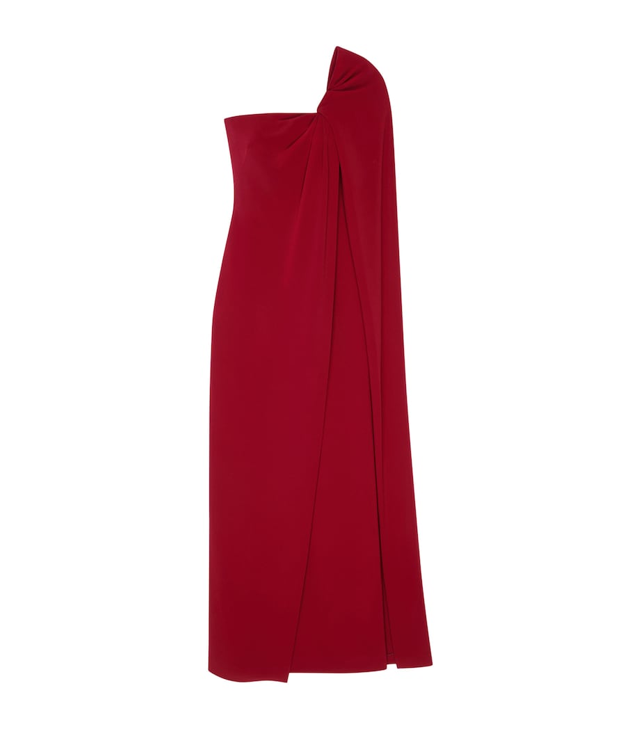 Asymmetric Cape Maxi Dress DARK RED Image 1