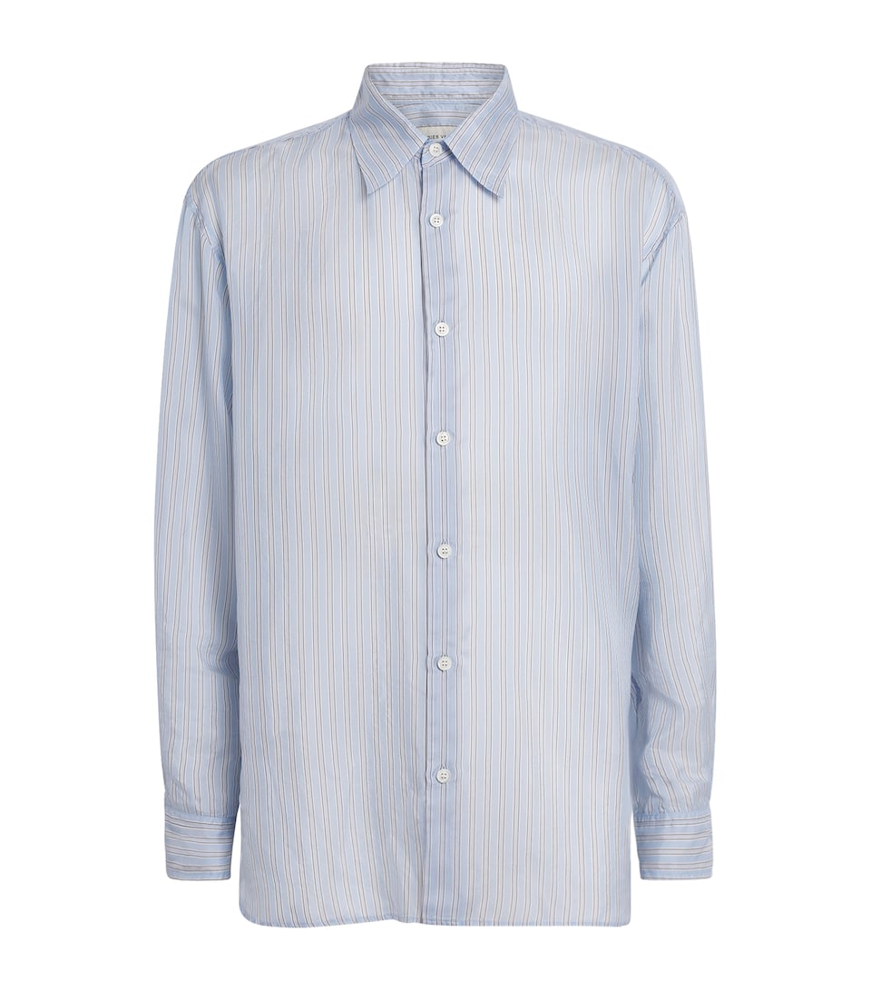 DRIES VAN NOTEN Cotton Stripe Shirt Light Blue