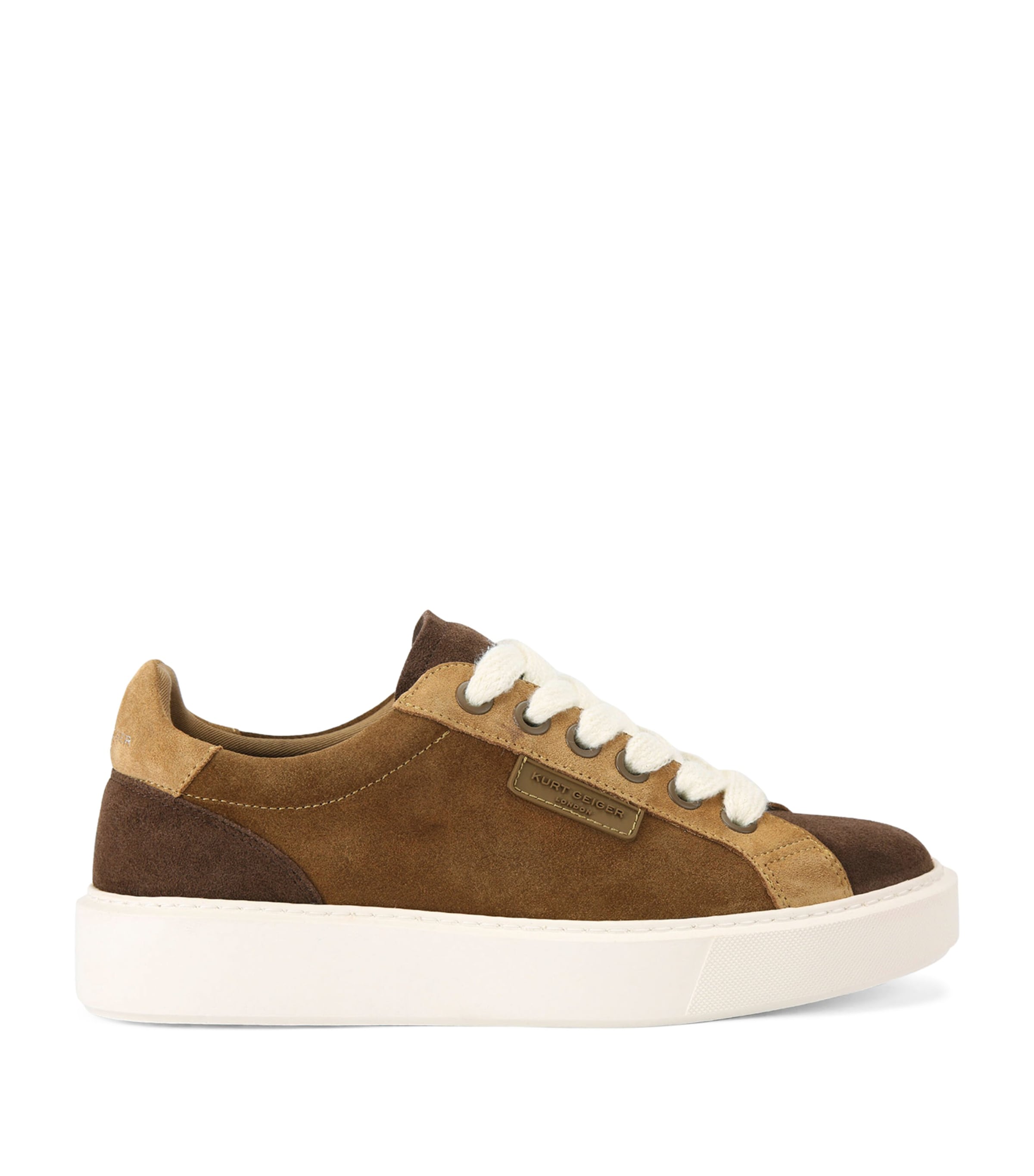 Kurt Geiger Albion Suede Panelled Lace-up Sneakers In Brown