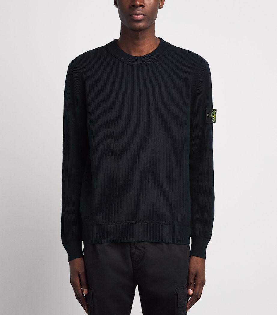Stone Island Mens Ribbed Compass Patch Sweatshirt Image 4