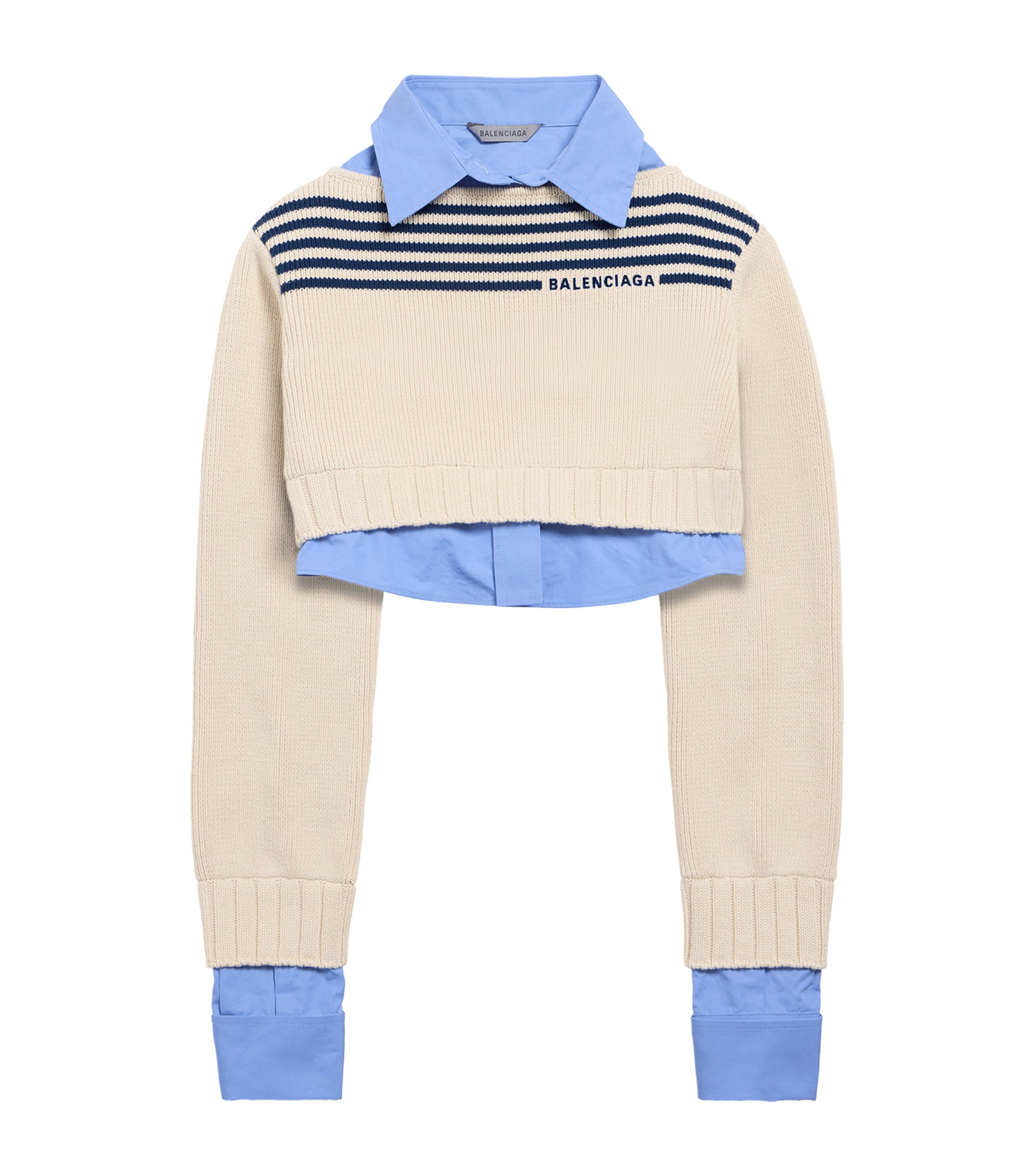 BALENCIAGA トルーパー Balenciaga Blue Double Layer Sweater Shirt | Harrods US