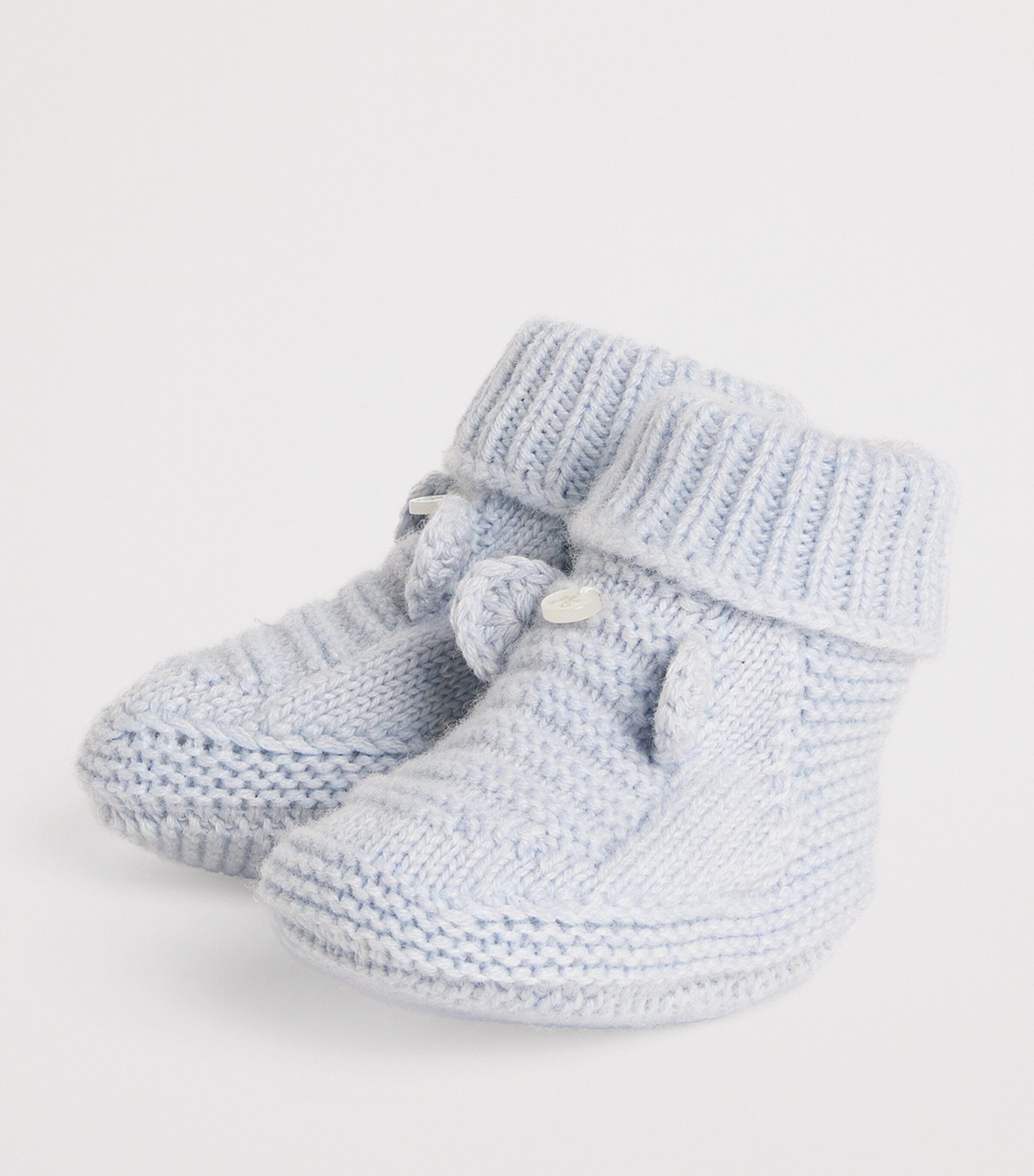 Cotton-Wool-Cashmere Knitted Booties 42BLEU C LESTE CHIN Image 2