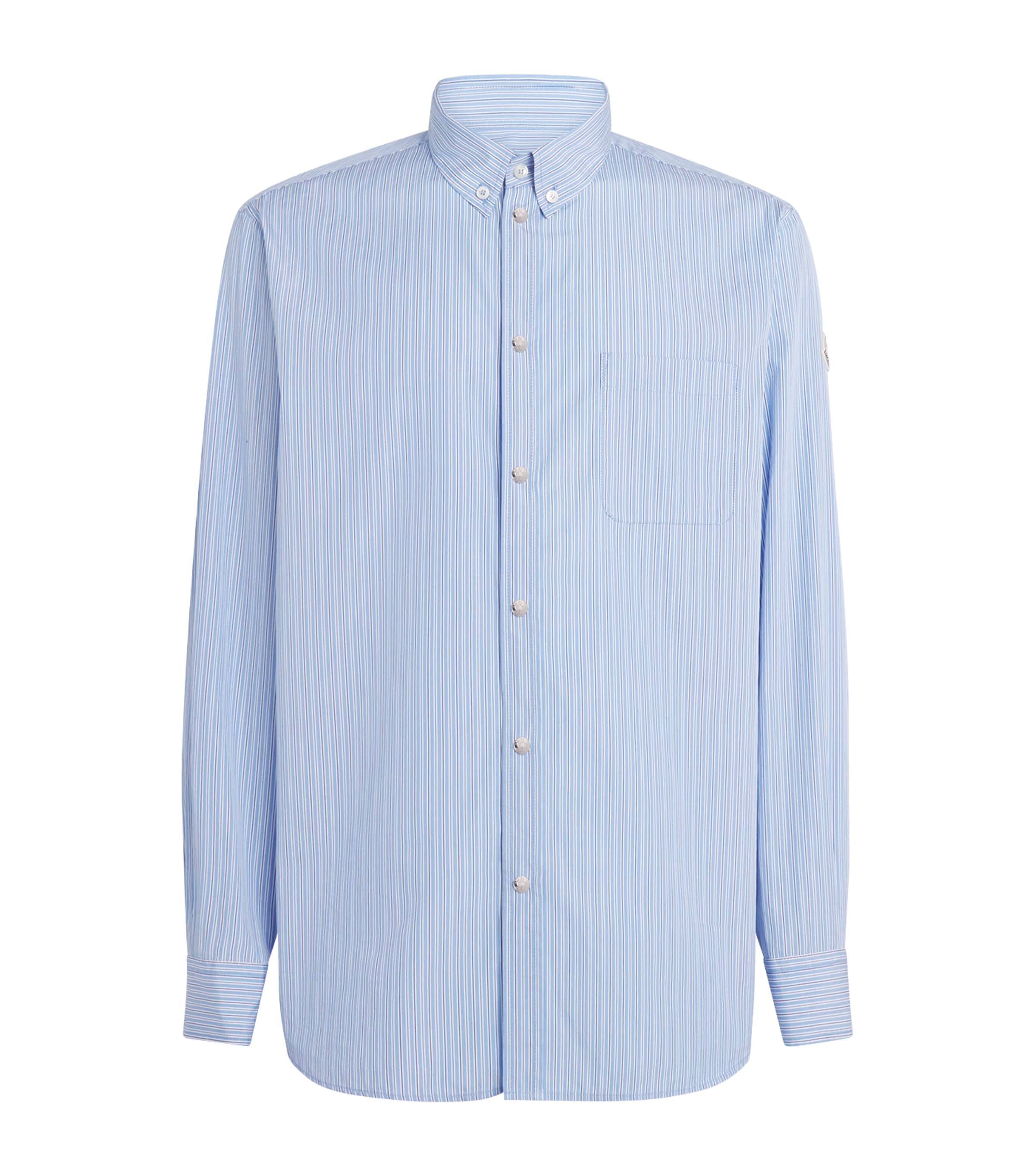 Moncler Cotton Stripe Shirt In Blue