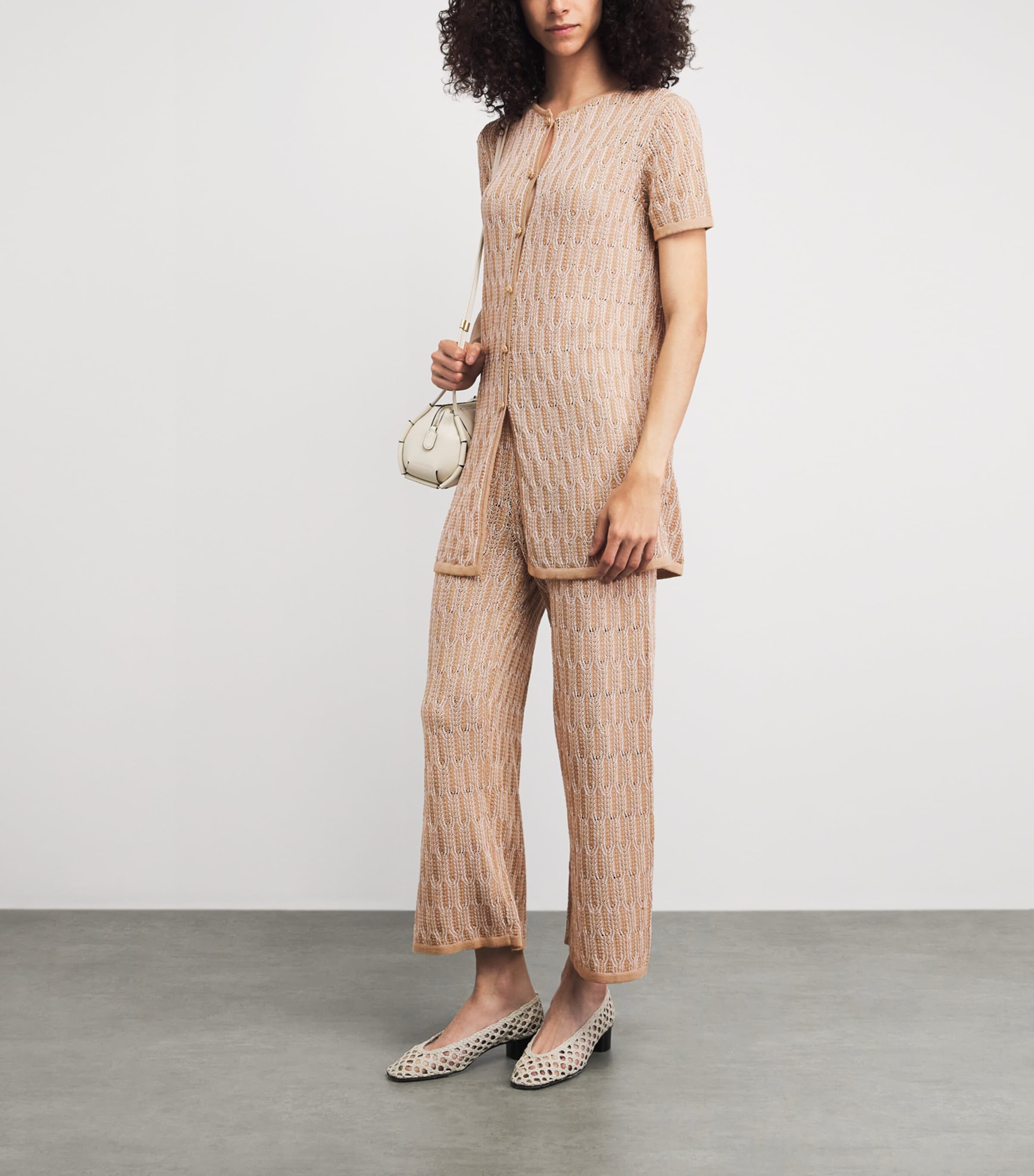Lafayette 148 Cotton Lace-Knit Cardigan Natum Natural Multi Image 2