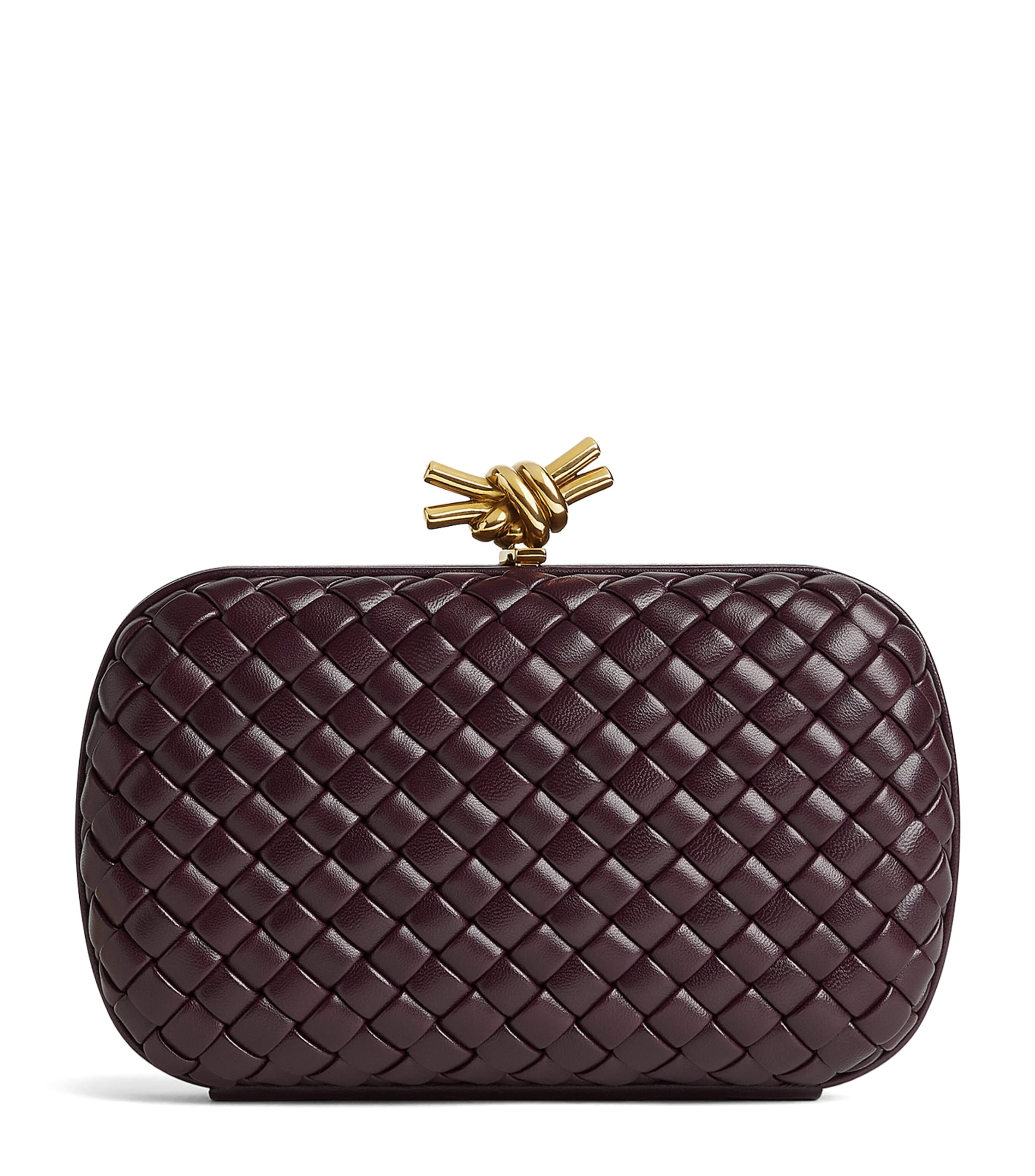 Bottega Veneta Leather Knot Minaudiere Clutch Bag In Brown