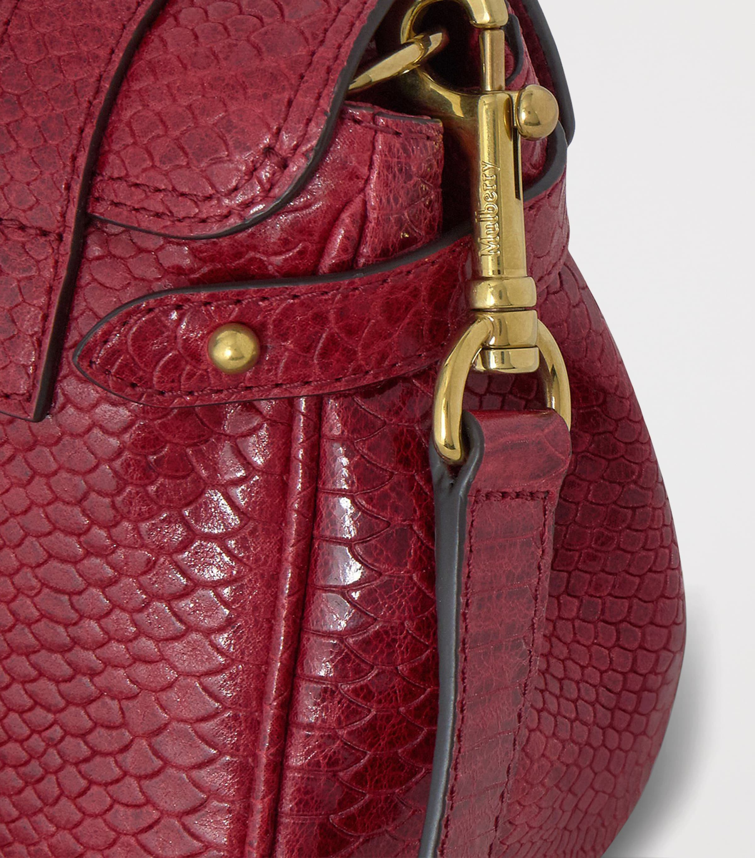 Mulberry Mini Leather Snake Print Alexa Cross-Body Bag Apple Red Image 6