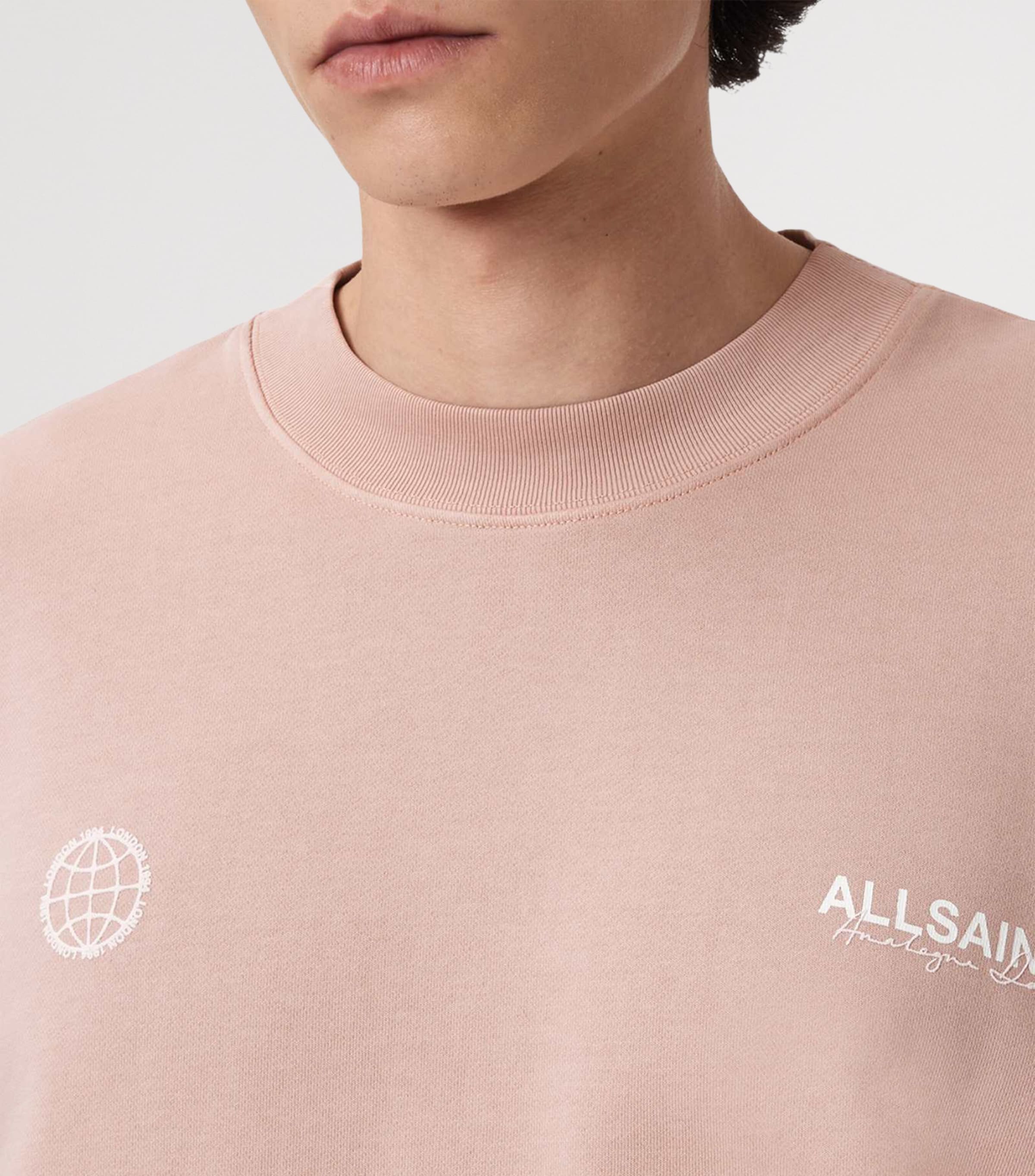 AllSaints Mens Organic Cotton Emblem Sweatshirt Sunbaked Pink Image 6