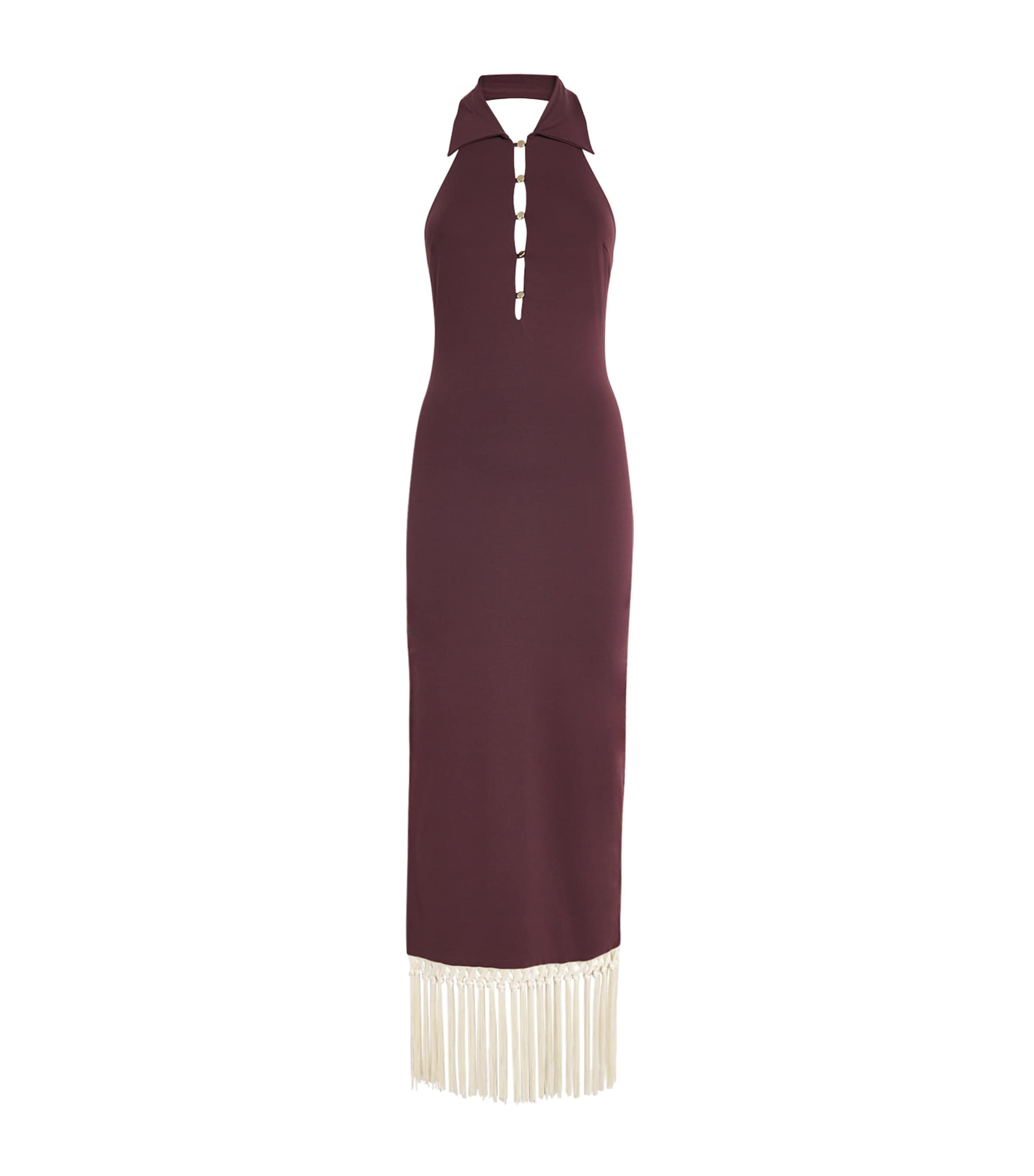 Fringe Tropicana Midi Dress MAHOGANY-IVORY Image 1