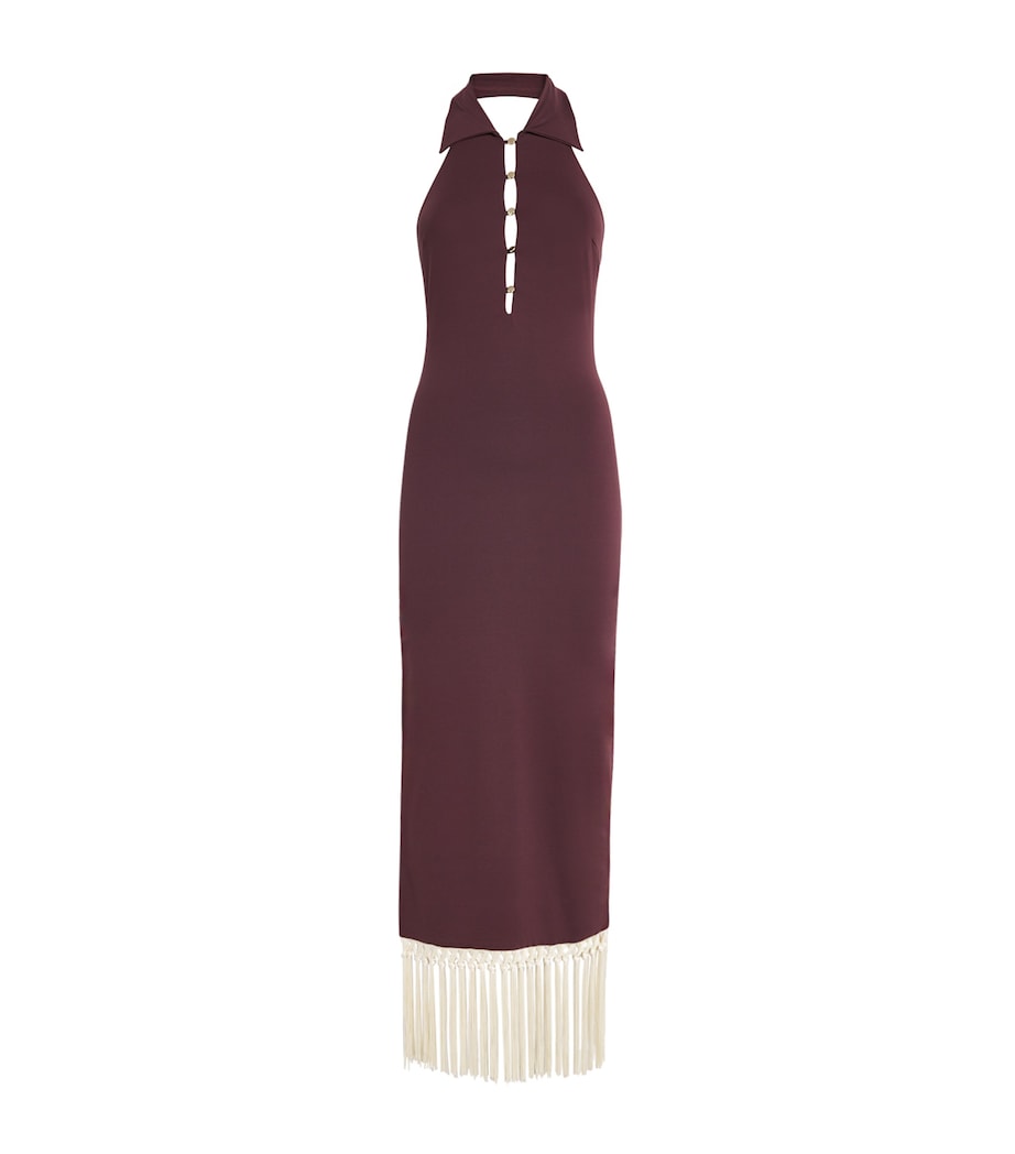 Fringe Tropicana Midi Dress MAHOGANY-IVORY Image 1