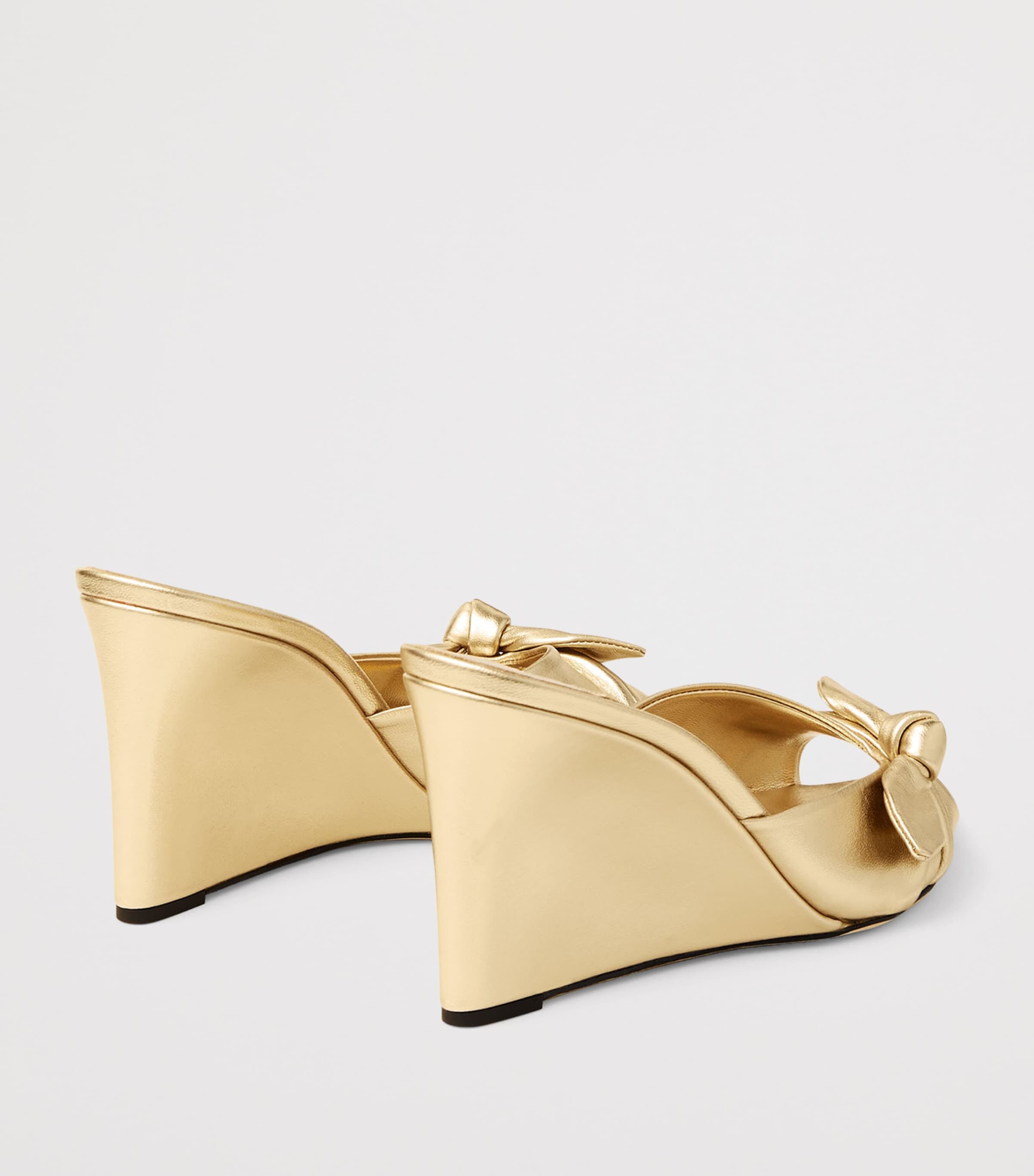 Jimmy Choo Livi 85 Leather Wedge Mules Gold/gold Image 3
