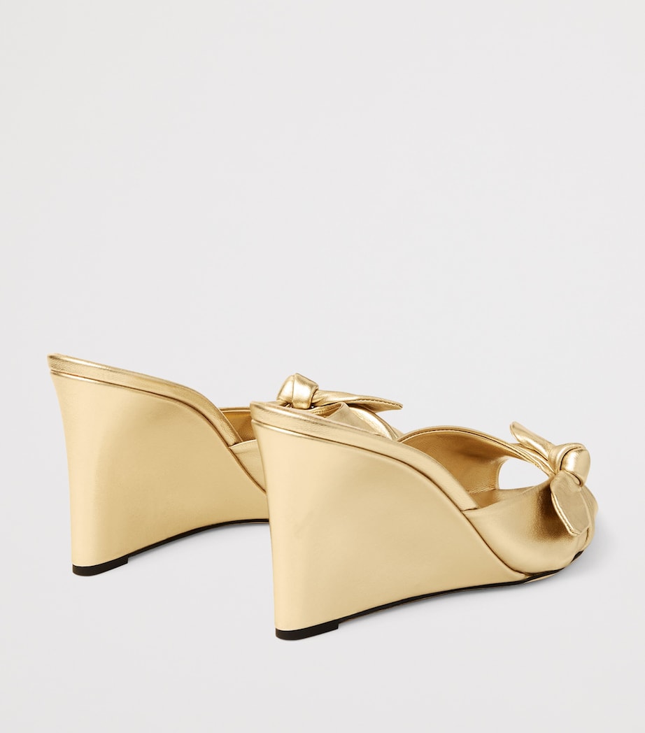 Jimmy Choo Livi 85 Leather Wedge Mules Gold/gold Image 3