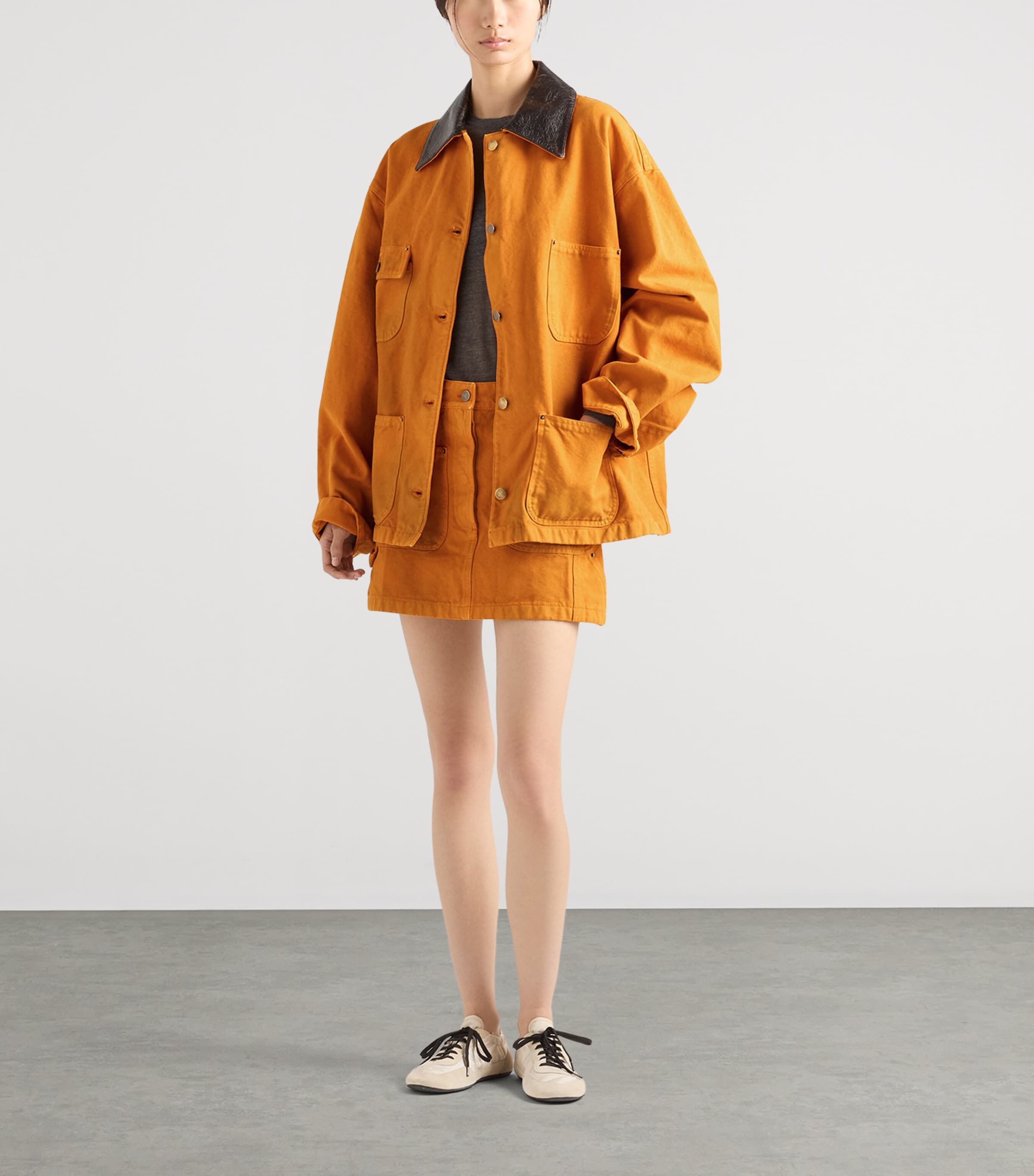 Prada Womens Canvas Mini Skirt Orange Image 2
